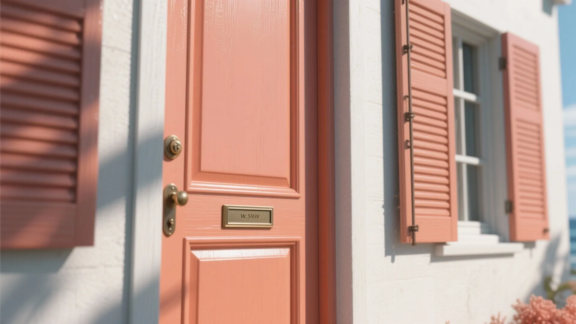 4. Sunset Accent: Coral Door or Shutter Statements