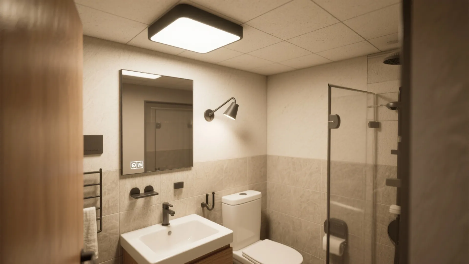 3. Surface-mounted light + adjustable task lamp