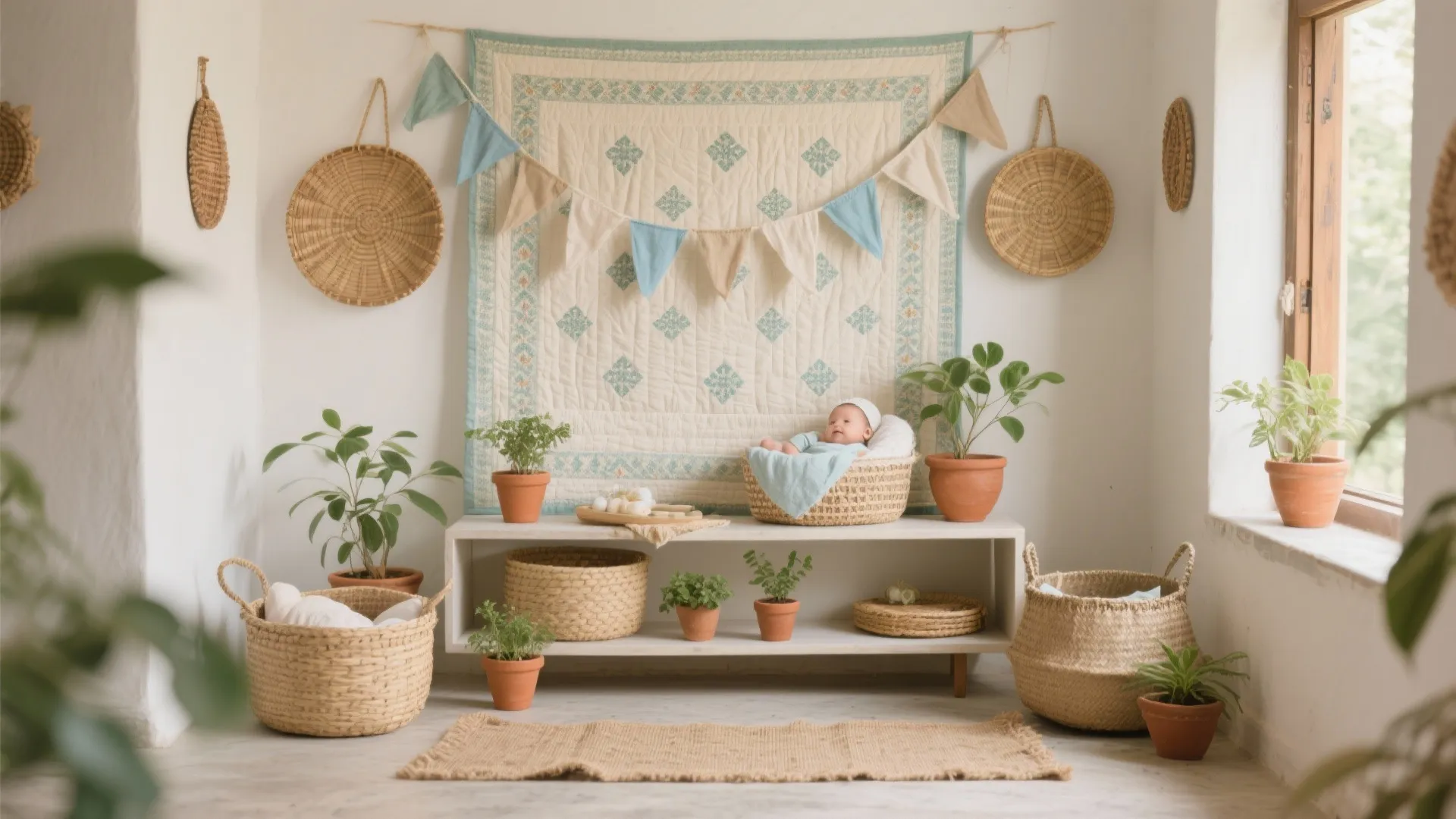 5) Sustainable Touches: Fabric Backdrops, Reusable Props, and Potted Greens