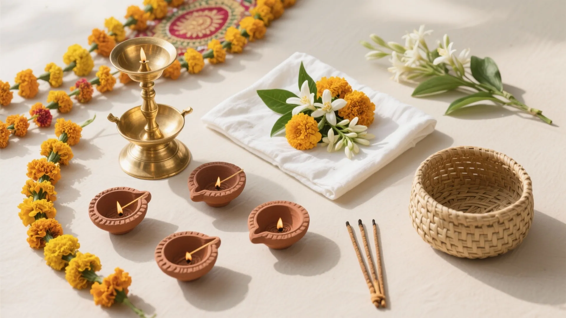 Sustainable Decor: Reusable Brass, Clay Diyas, and Low-Smoke Incense