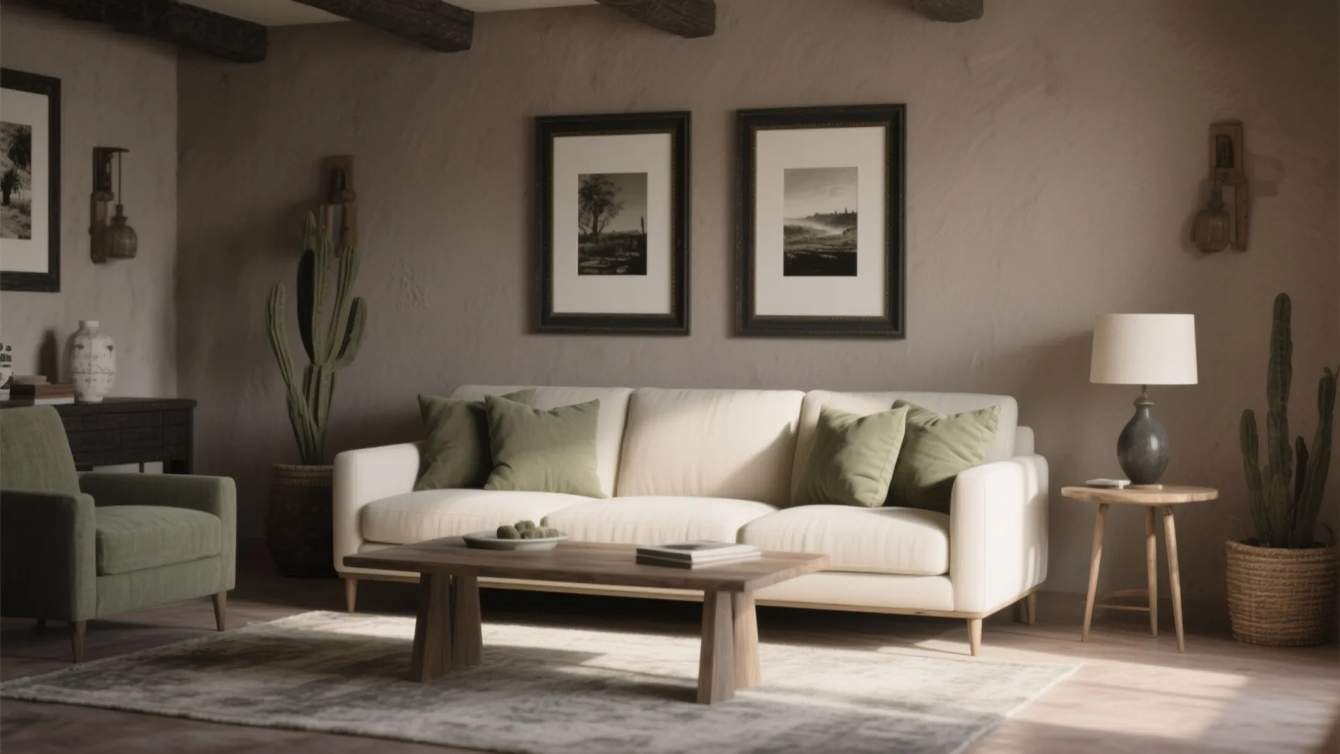 South and South-West Balance: Dusty Greens, Taupe, and Charcoal Accents