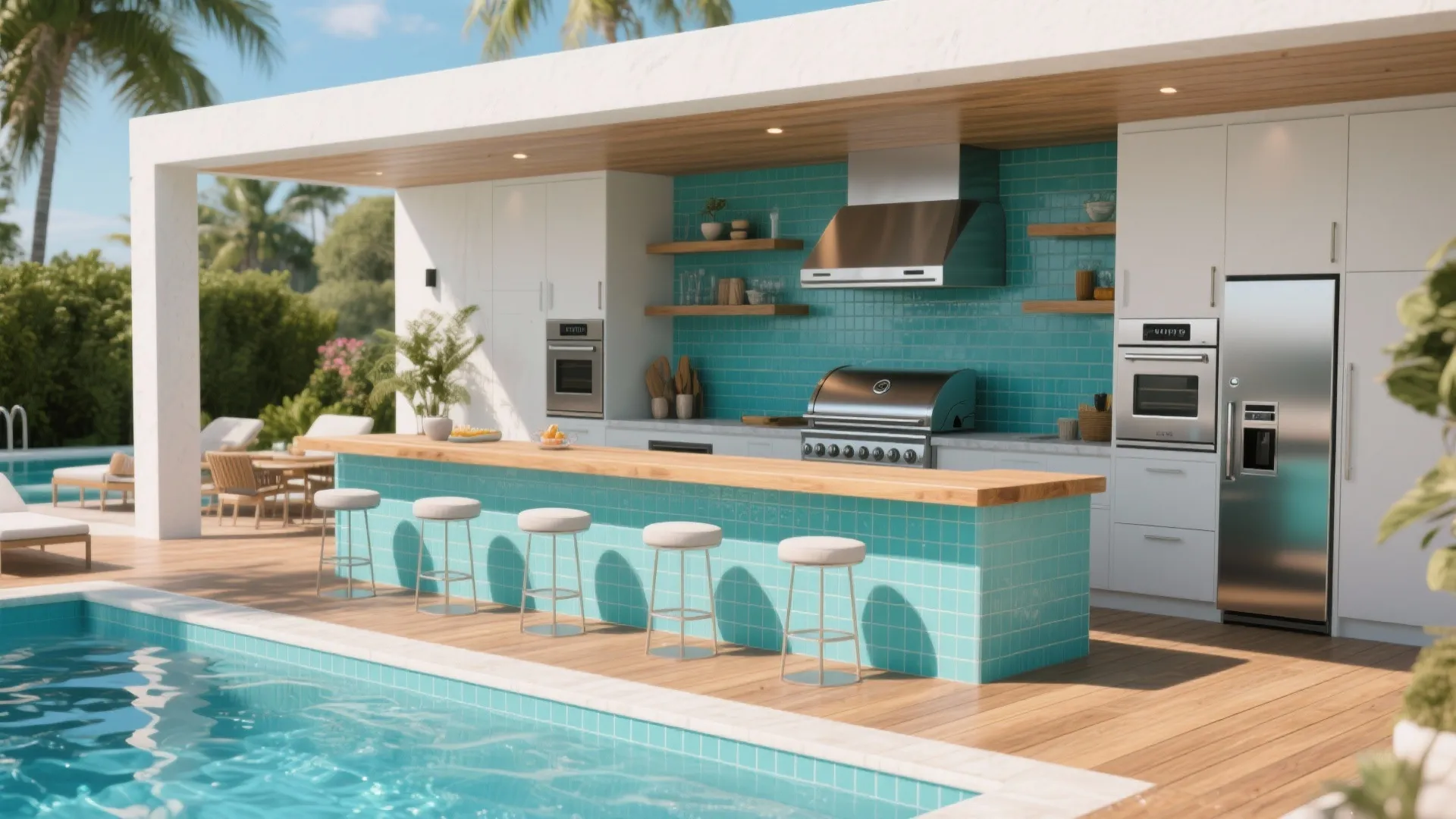 1. Swim-up bar and grill wall