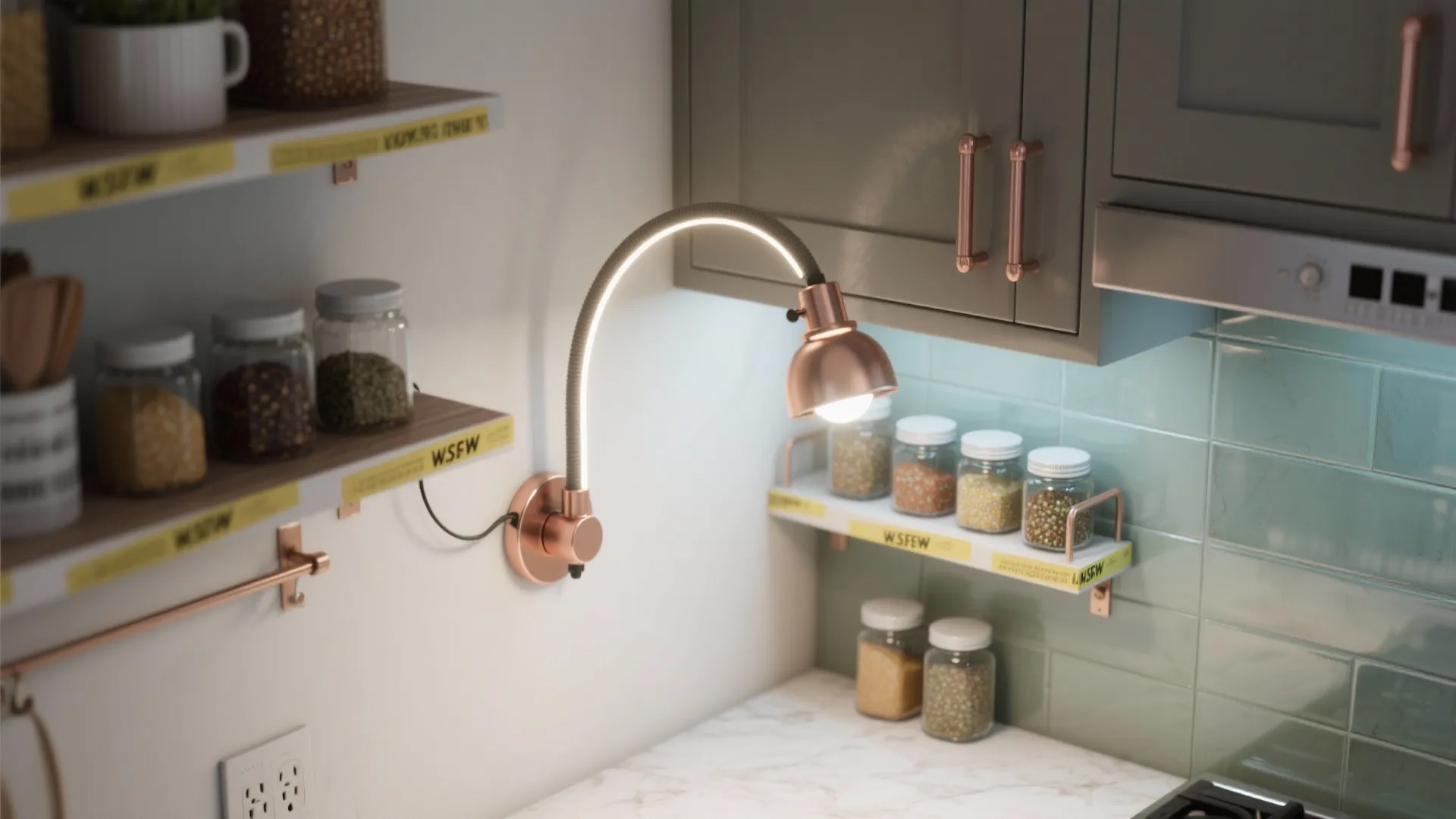 Compact swing-arm sconces for flexible prep zones