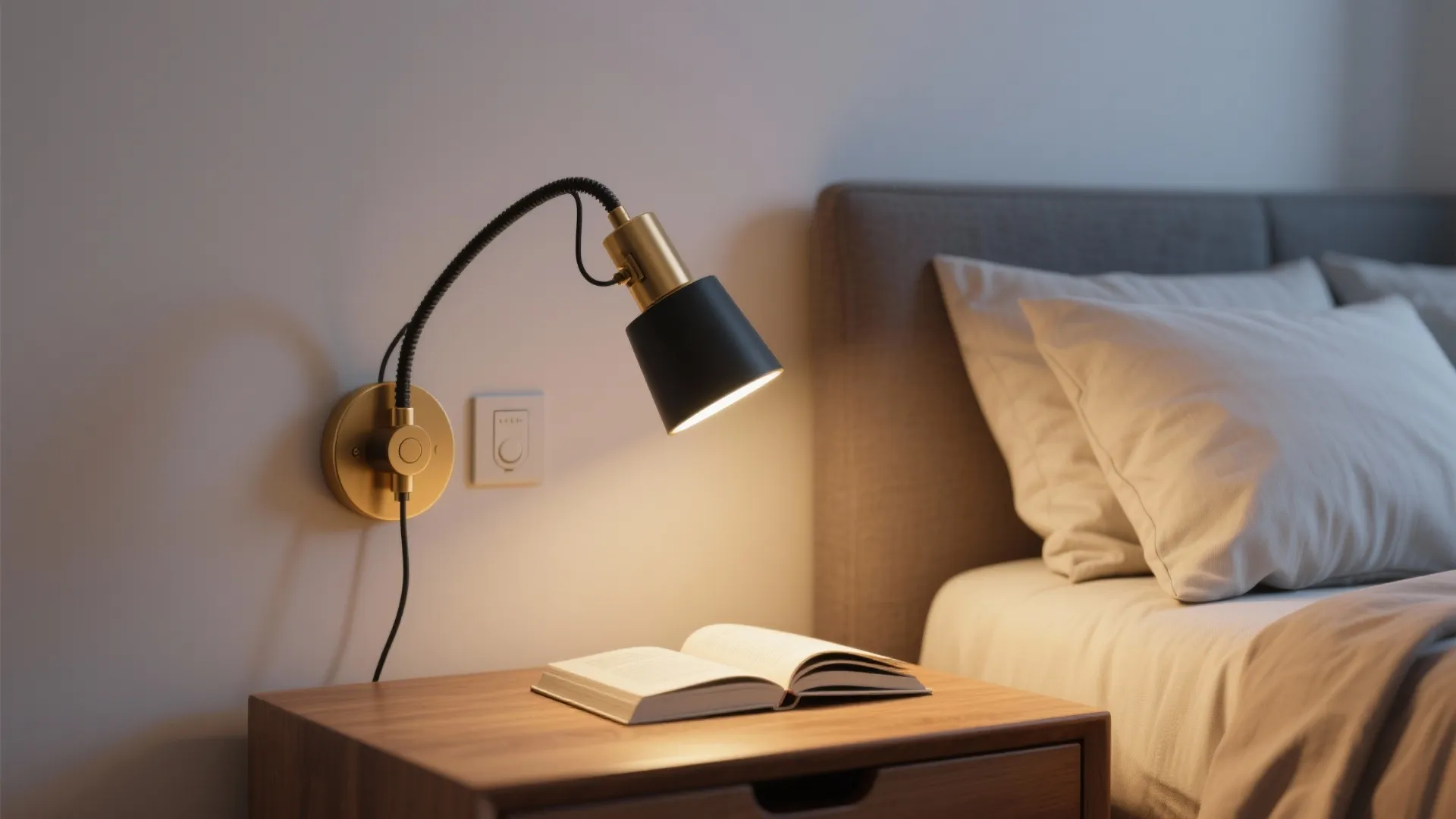 2. Adjustable Swing-Arm LED Sconces by the Bed