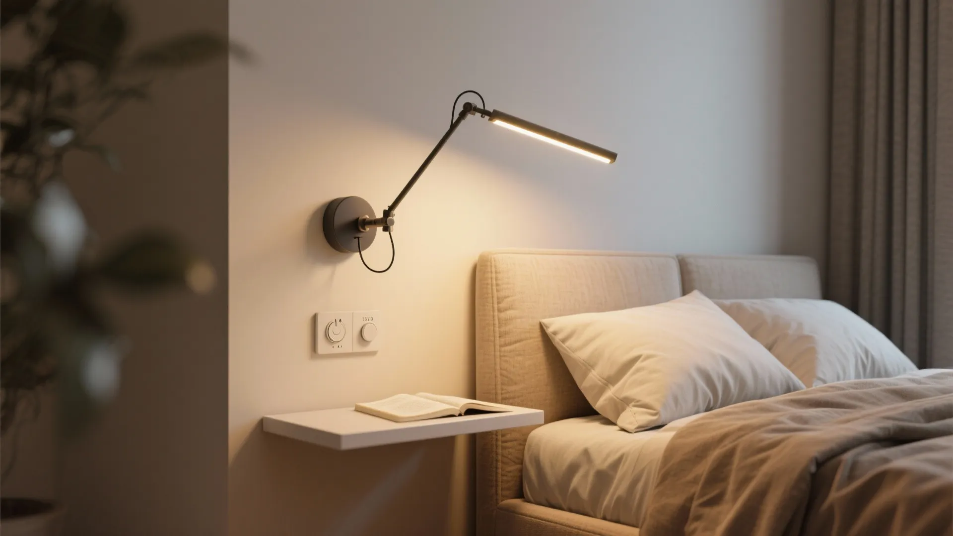 2. Adjustable swing-arm LEDs by bedside