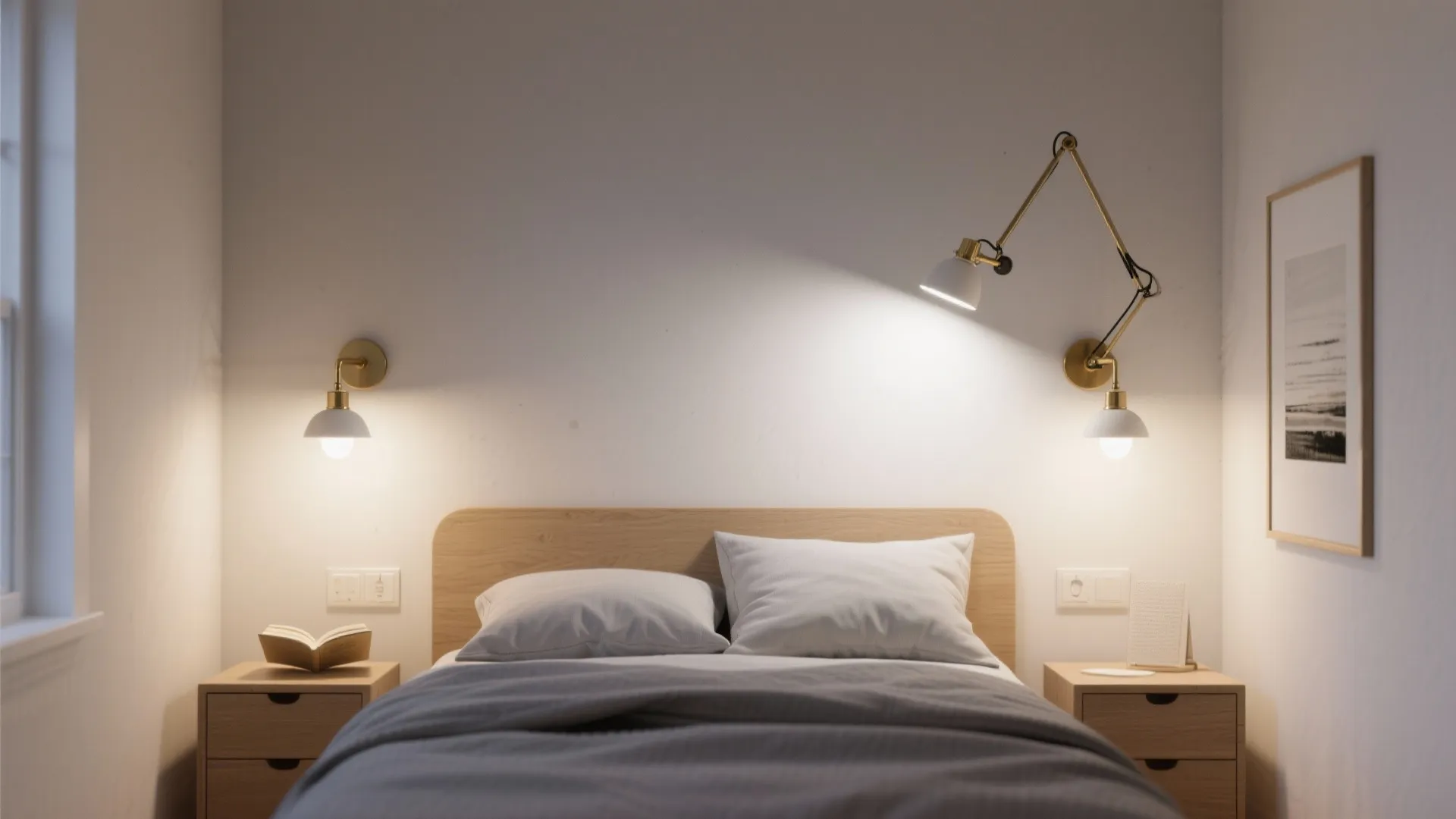 Adjustable swing-arm sconces for flexible tasks