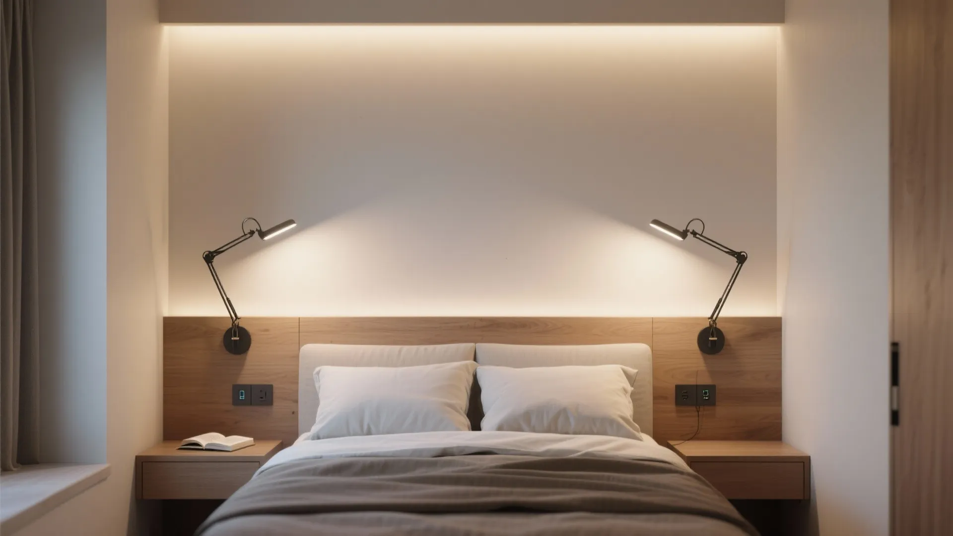 3) Adjustable swing-arm sconces for small bedrooms