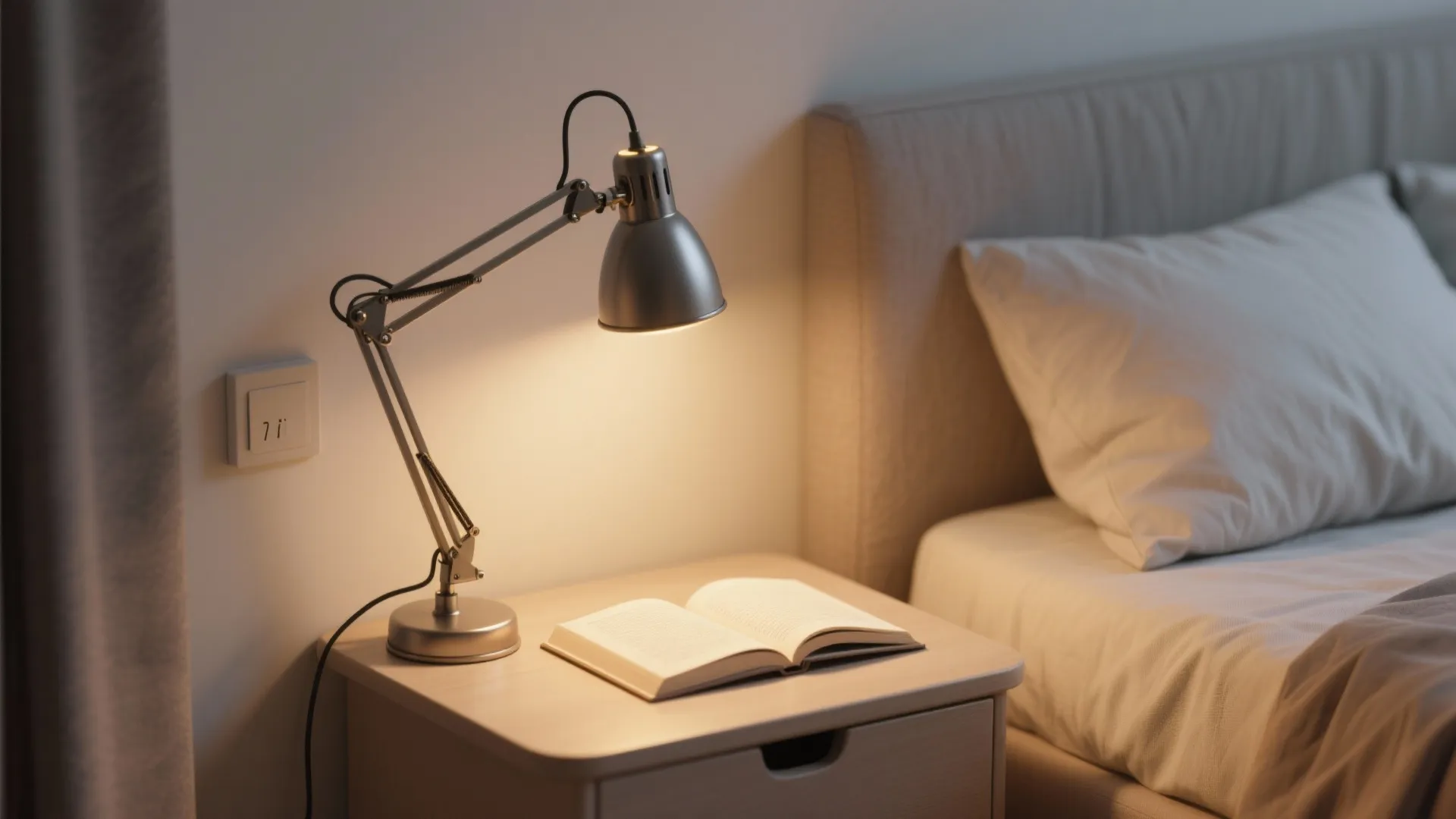 2. Adjustable Swing Arm Light by the Bed