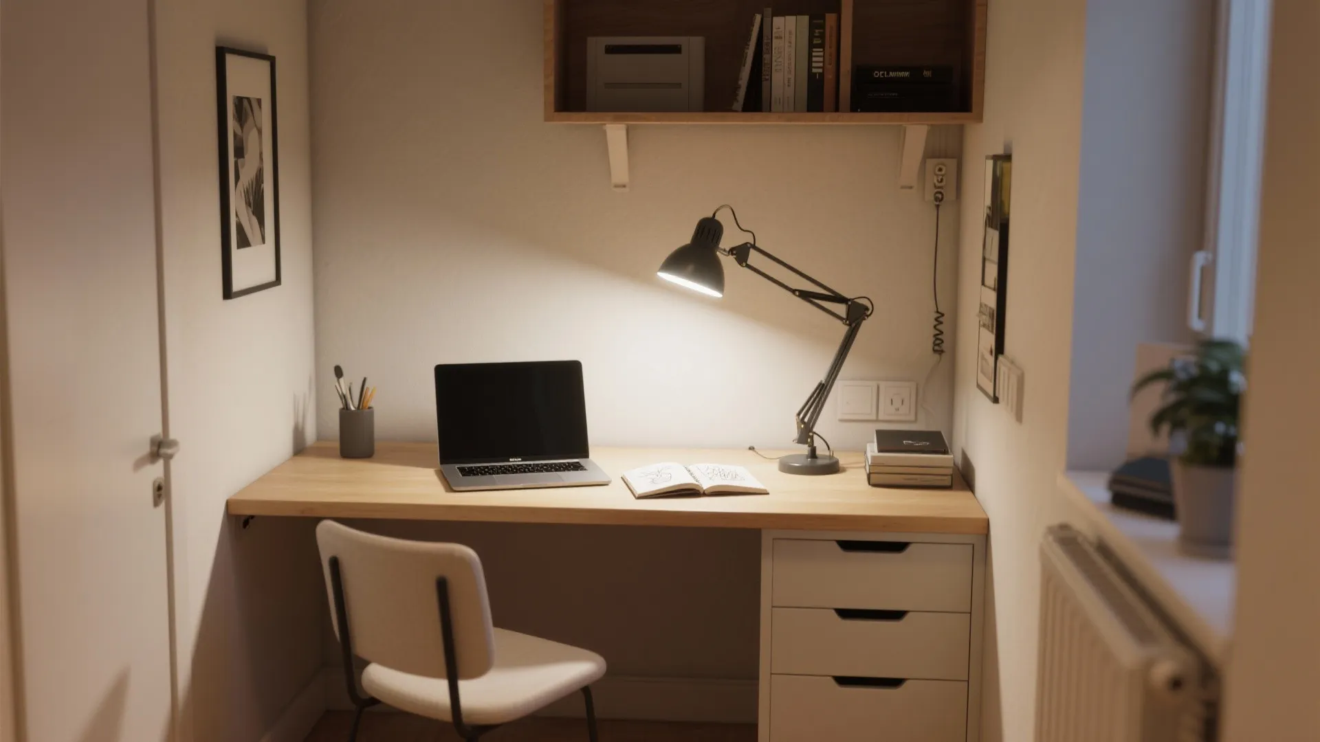 2. Angle-adjustable swing-arm lamp with directional bulb