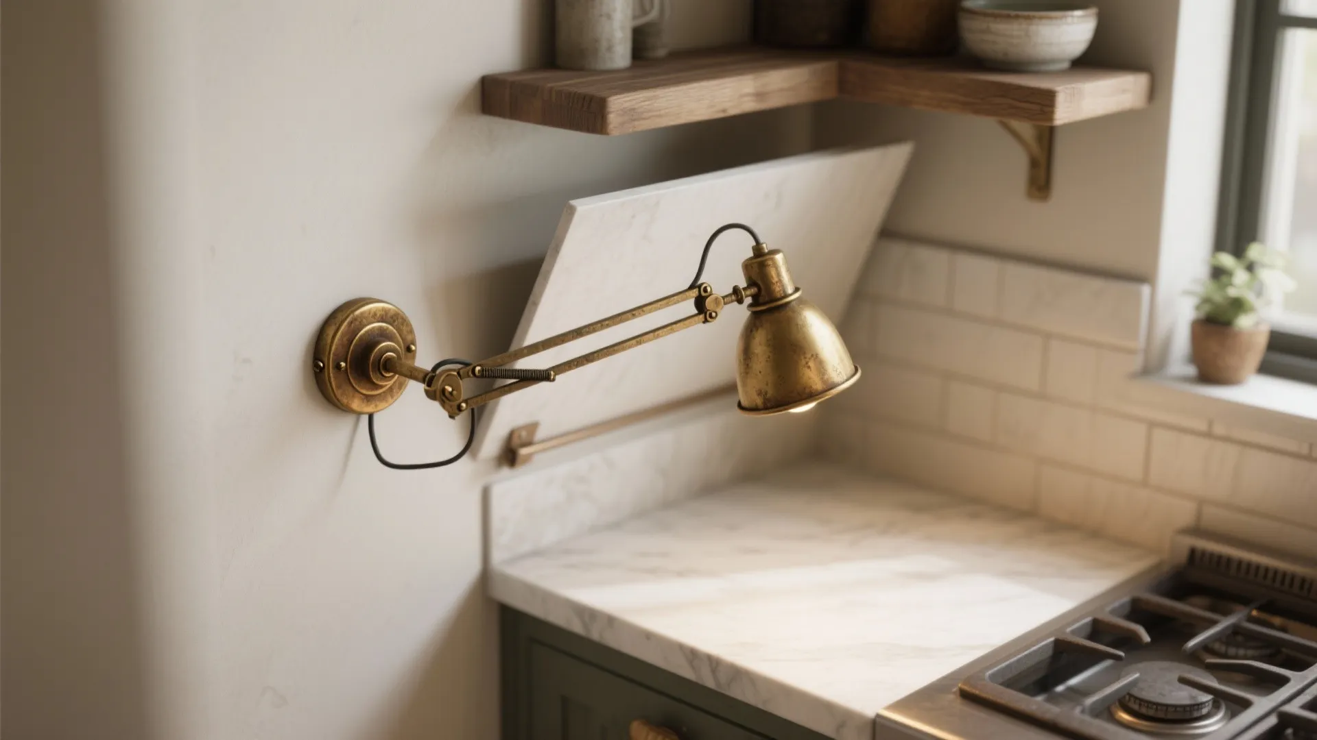 3. Adjustable Swing Arm Sconces in Aged Brass