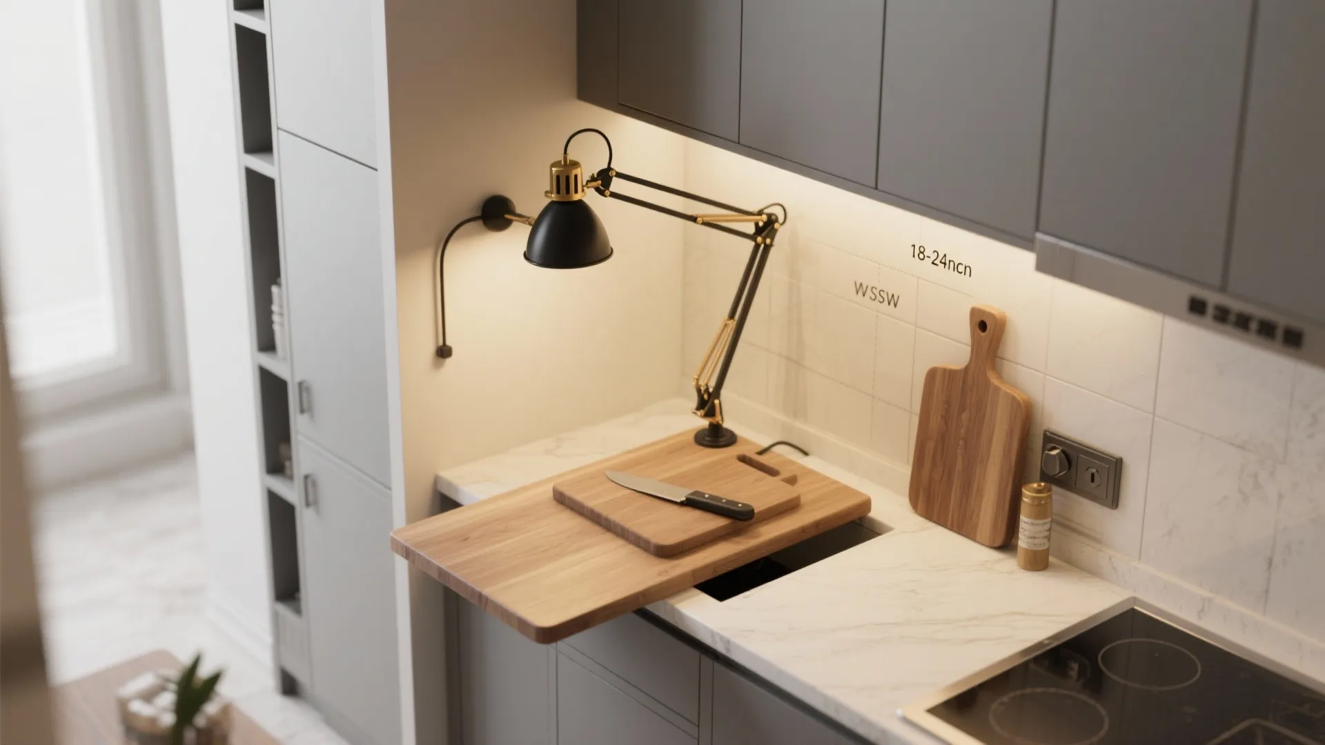 Articulated swing-arm lamps for flexible zones