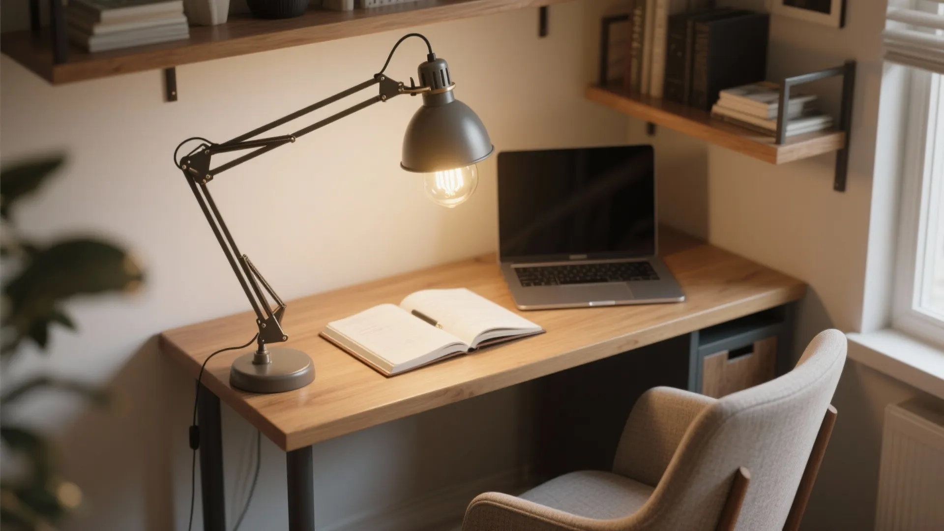 3. Adjustable swing-arm Edison table lamp