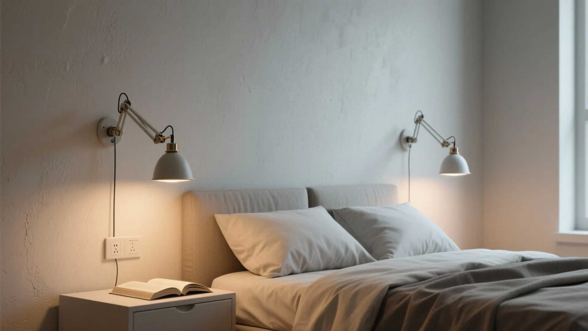 3. Adjustable Swing-Arm Pendants by the Bed