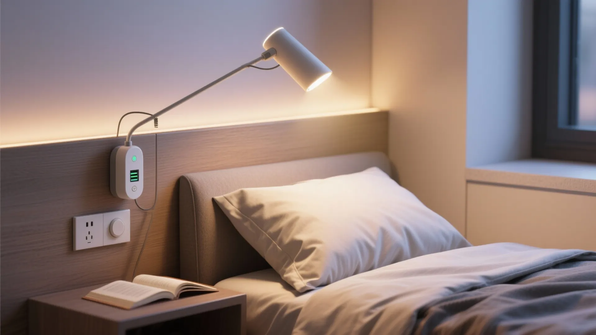 3. Wireless swing-arm reading lights for beds