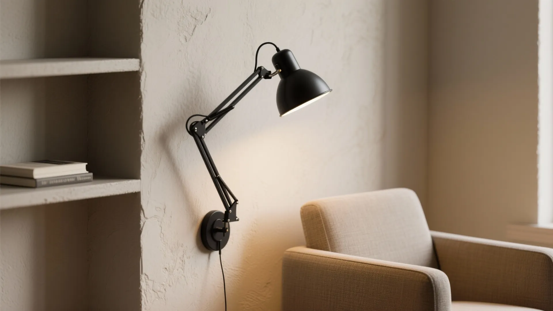 1. Slim swing-arm LED wall lamp for reading nooks