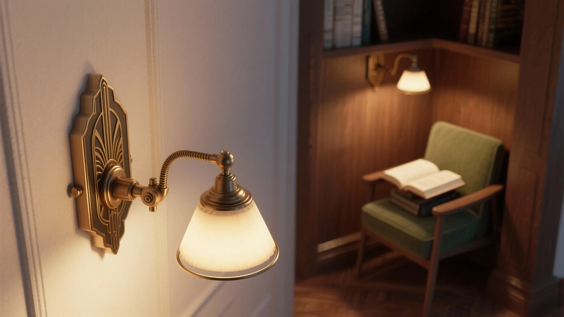 5. Adjustable Swing-Arm Sconces with Deco Detailing