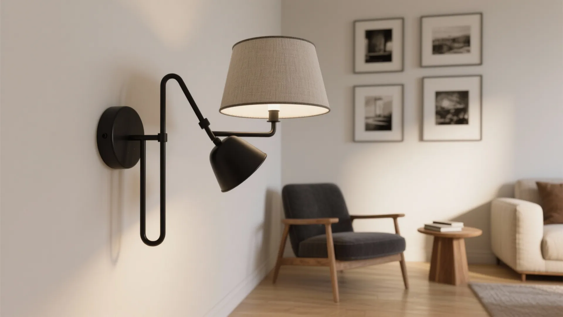 Sculptural swing-arm sconces