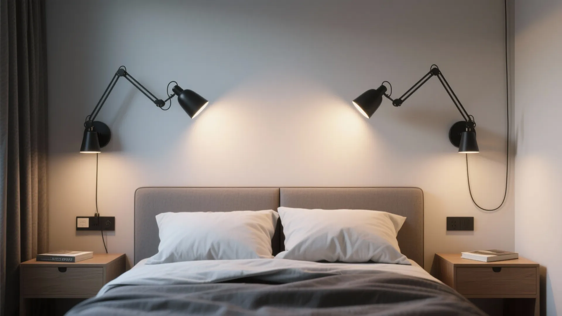 Adjustable swing-arm sconces for flexible tasks
