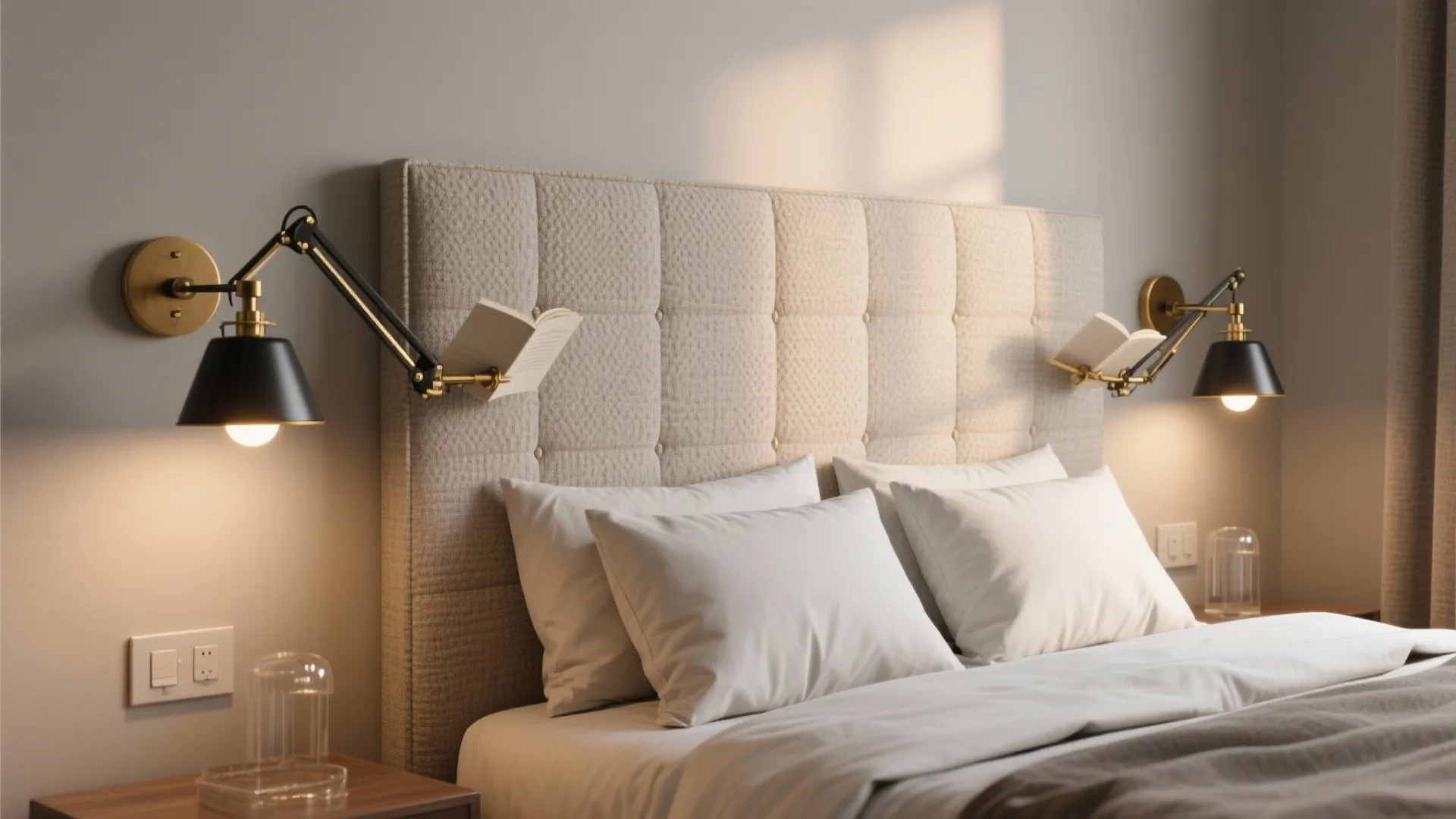 2) Swing-arm sconces as dual task and ambient lighting