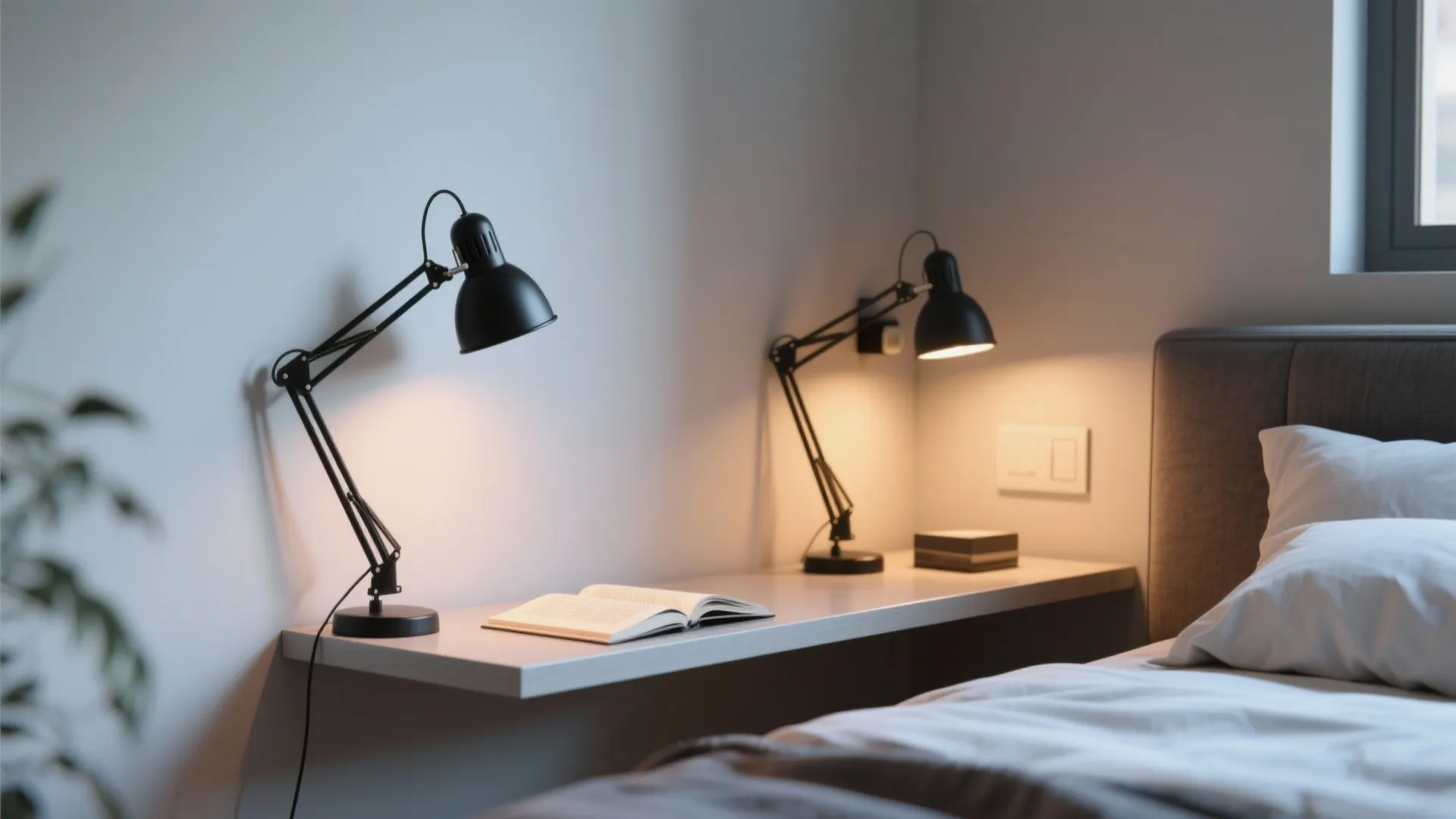 2. Adjustable Black Swing-Arm Sconces