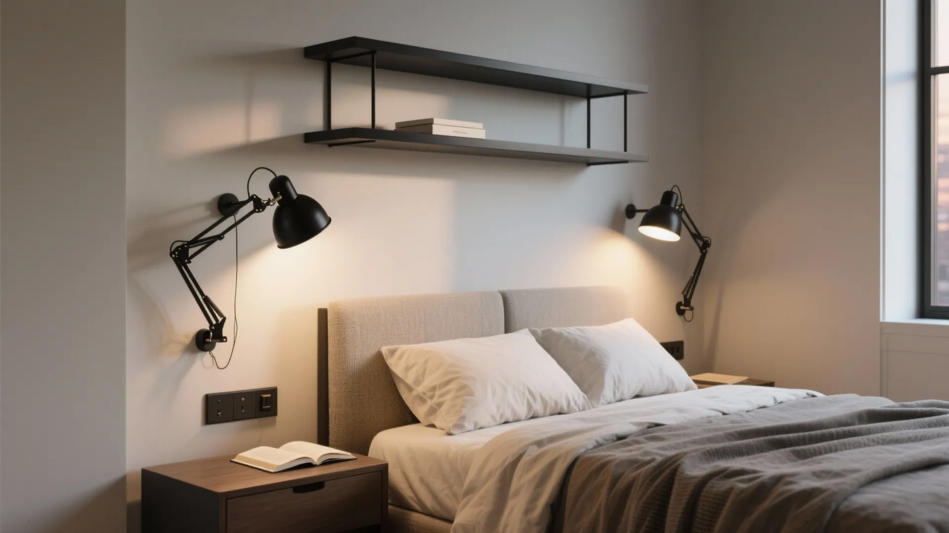 Swivel-arm sconces as task lights