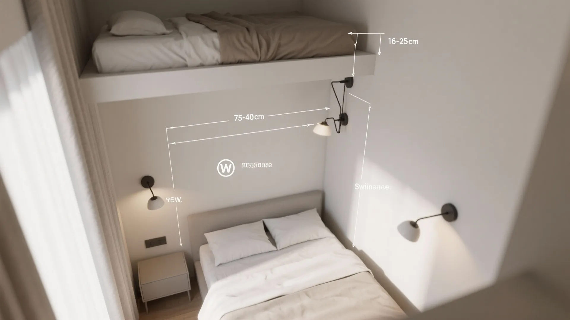 Swing-arm sconces for flexible task zones