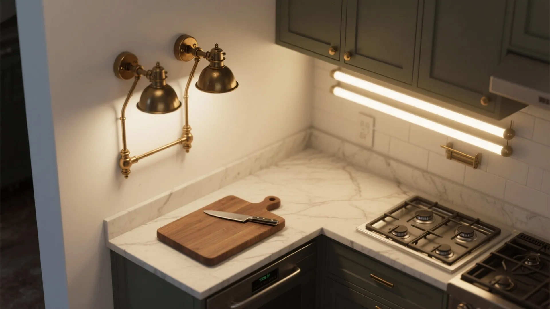 Two-light swing-arm antiques for adaptive tasks