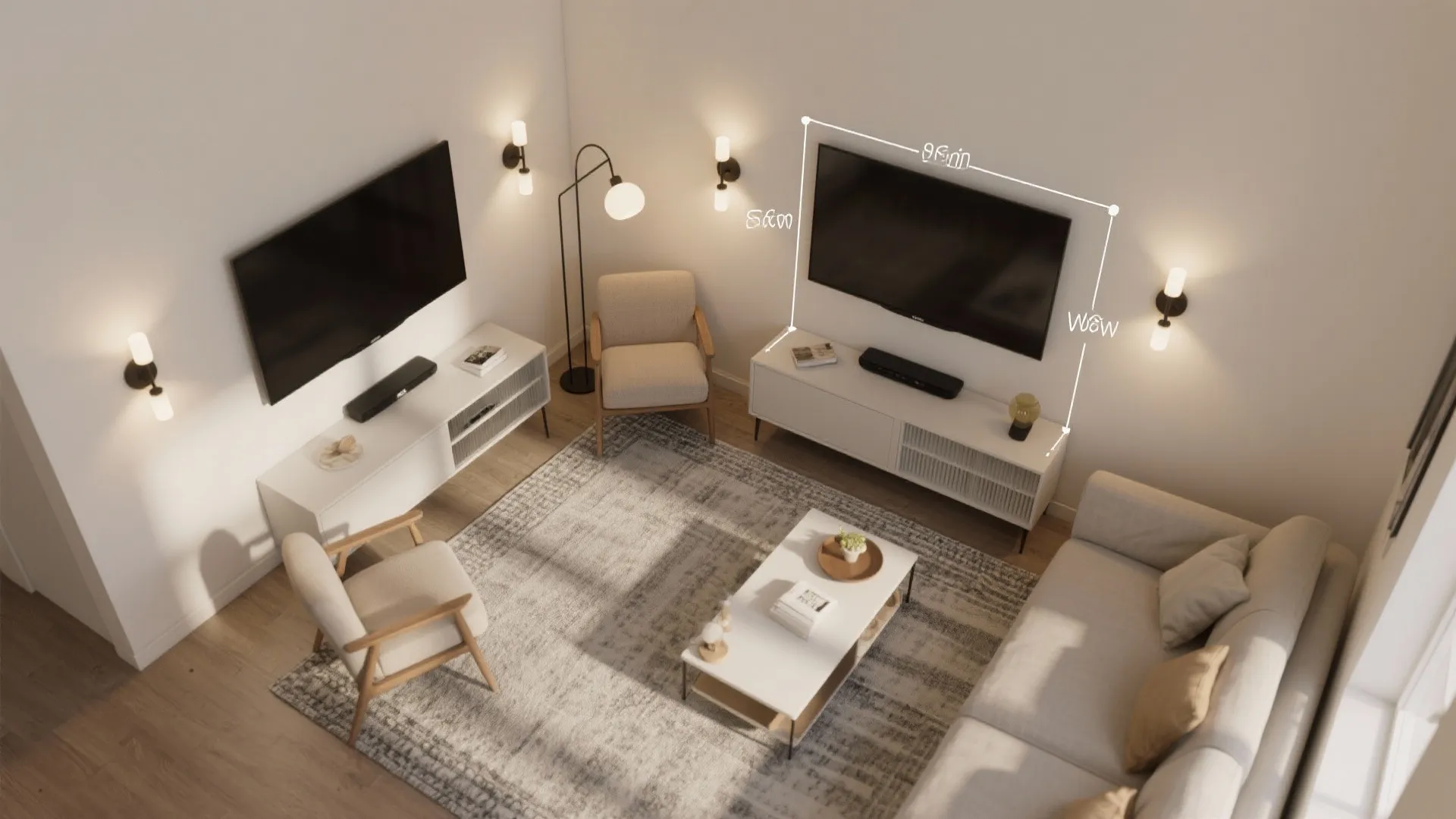 2) Swing-arm sconces as flexible task lights