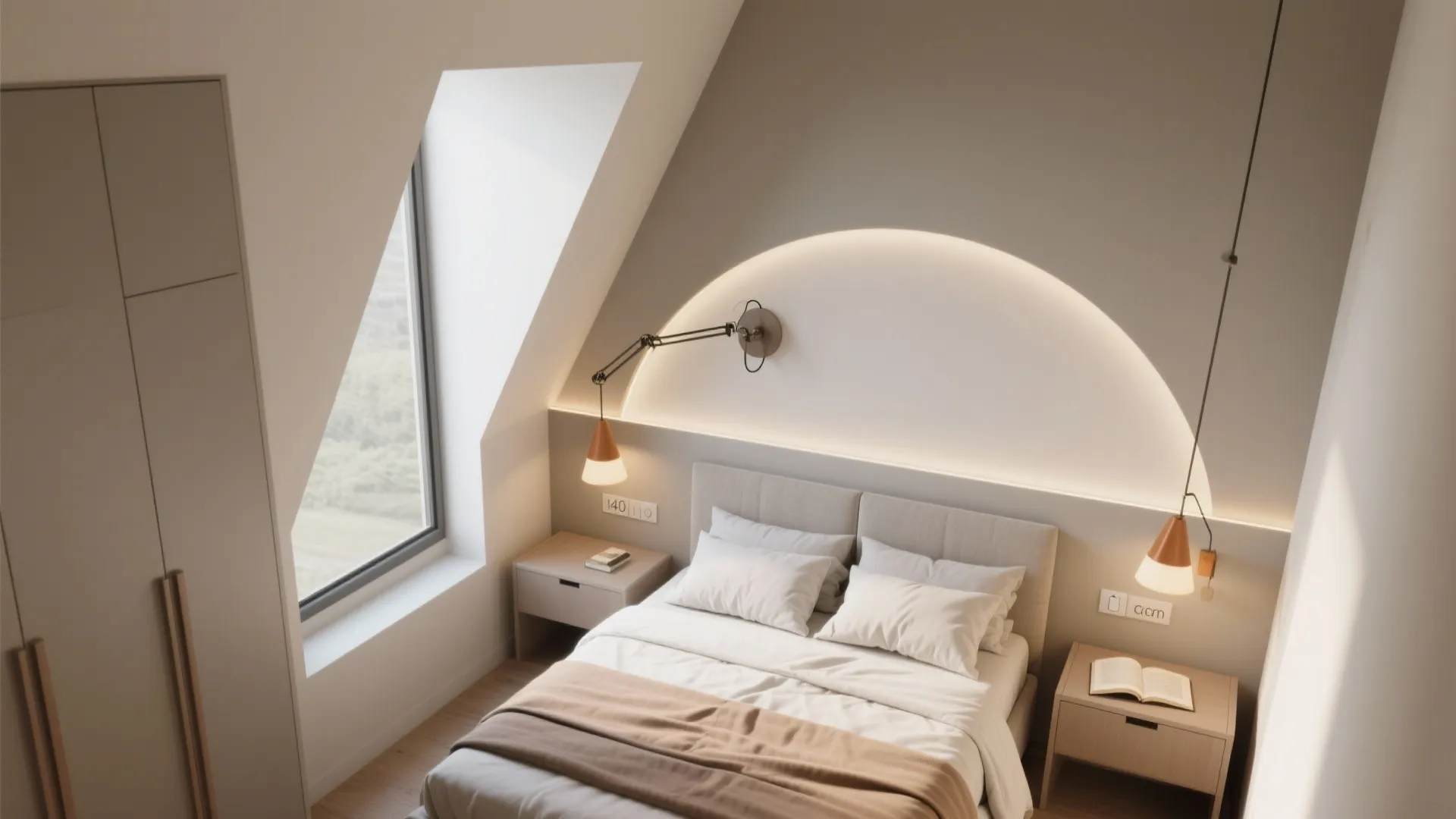 Bedside swing-arms that clear floor space