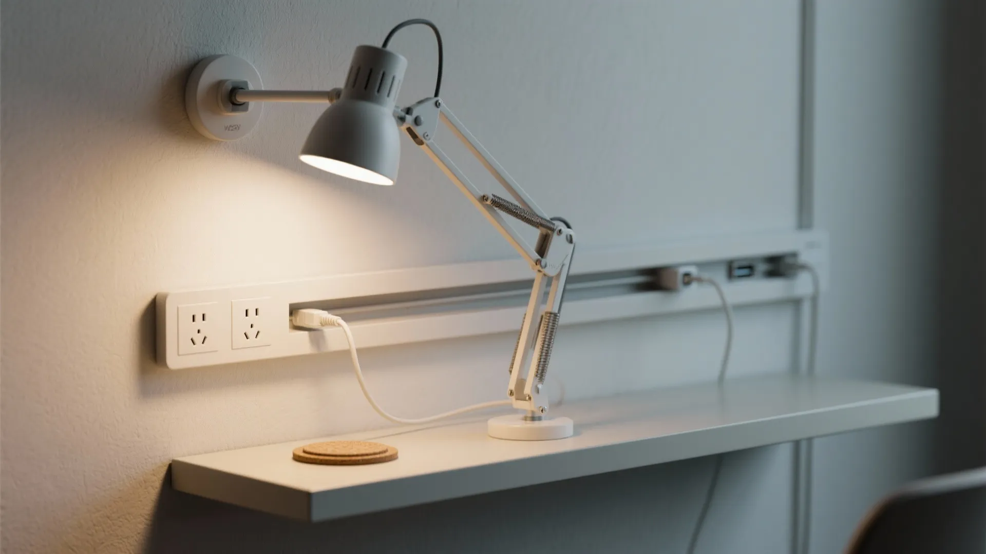 4. Wall-mounted swing-arm with USB ports