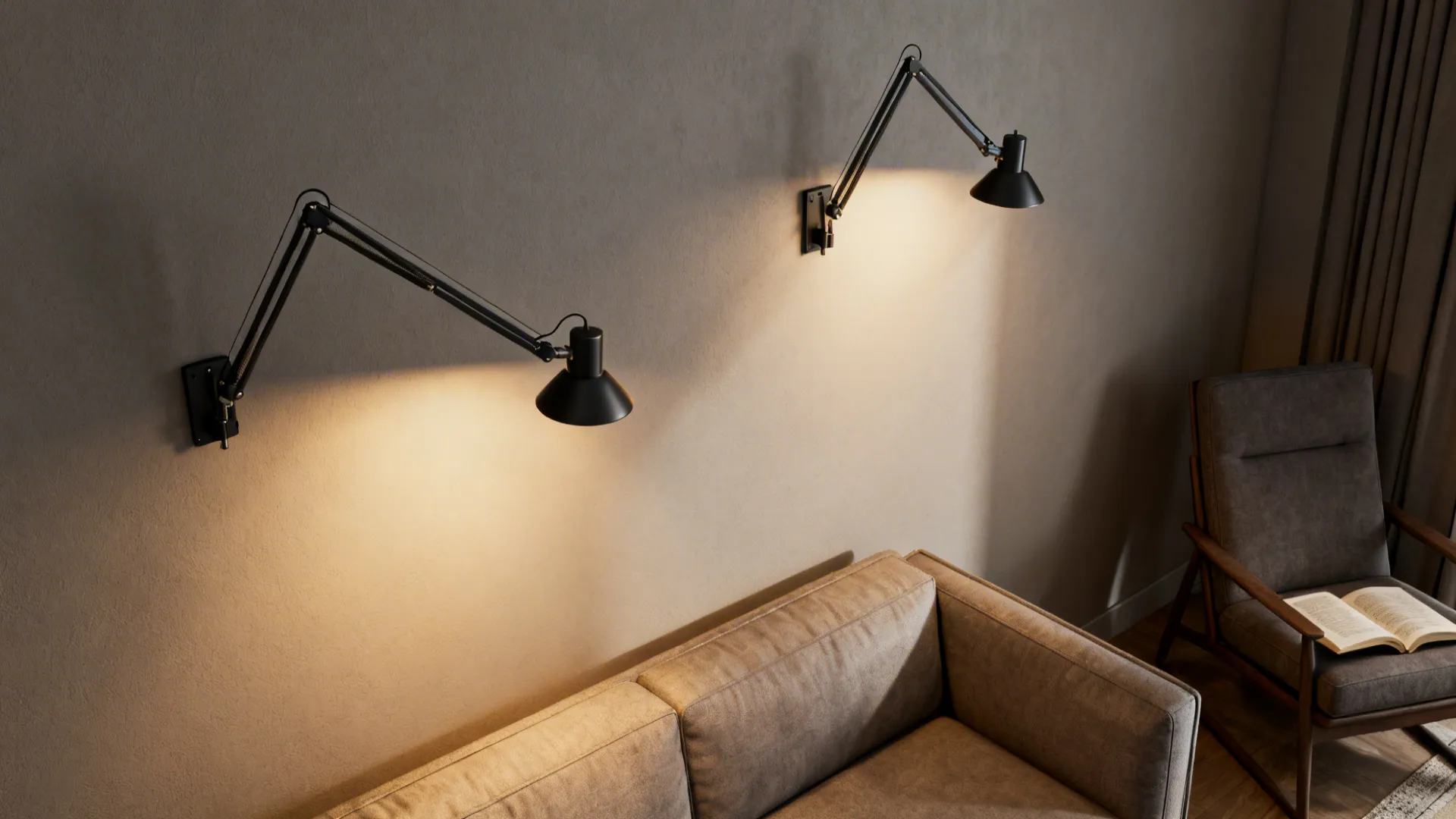 3. Adjustable swing-arm wall lamps (set of 2)