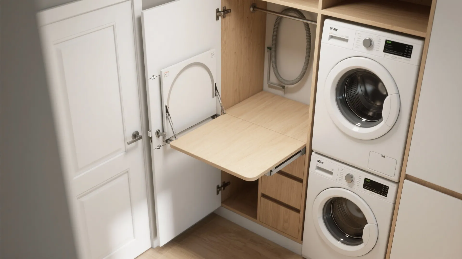 Idea 3: Add a fold-down workstation (that actually clears the door)