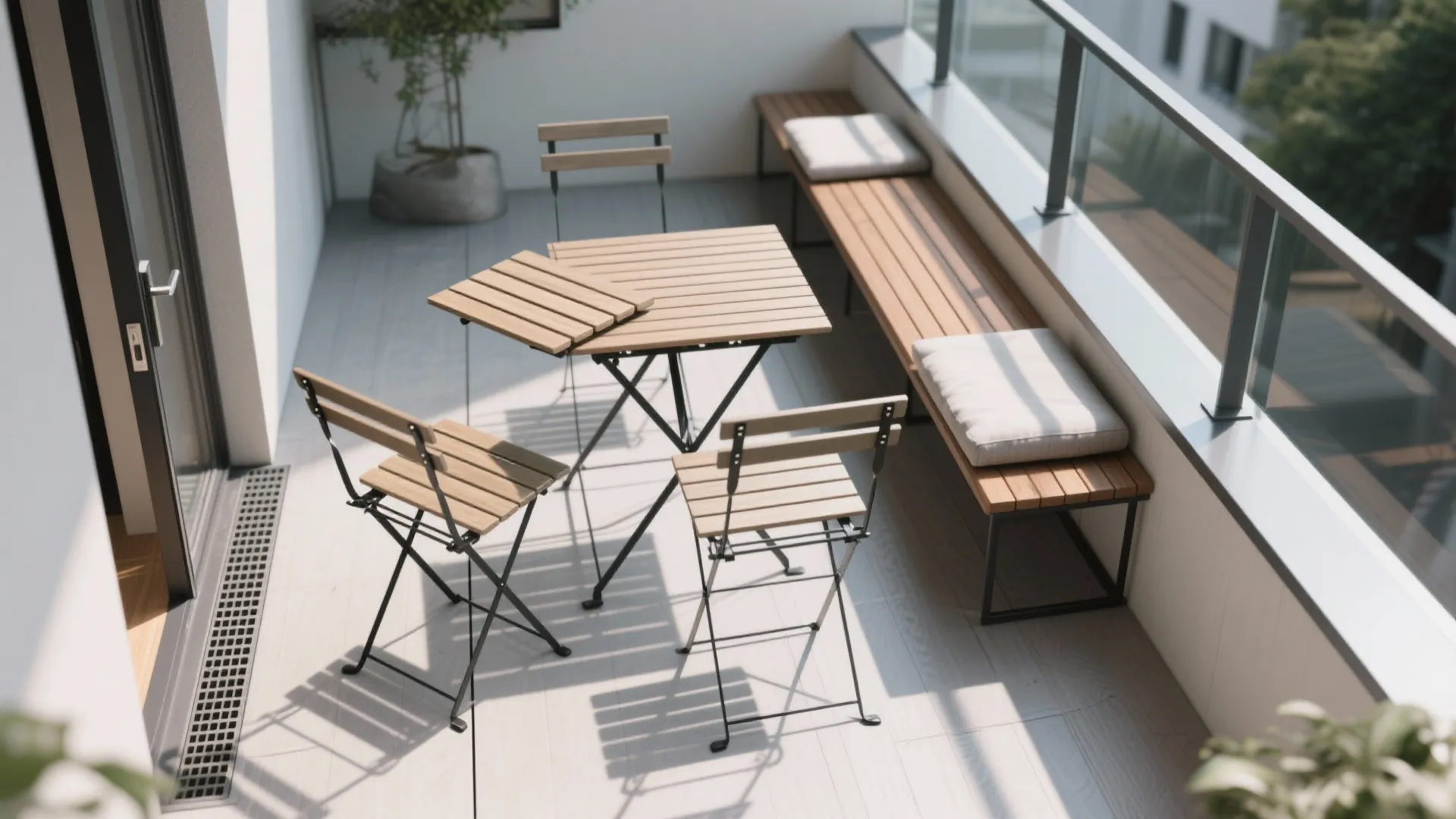 Foldable Steel Furniture and a Swing-Arm Table