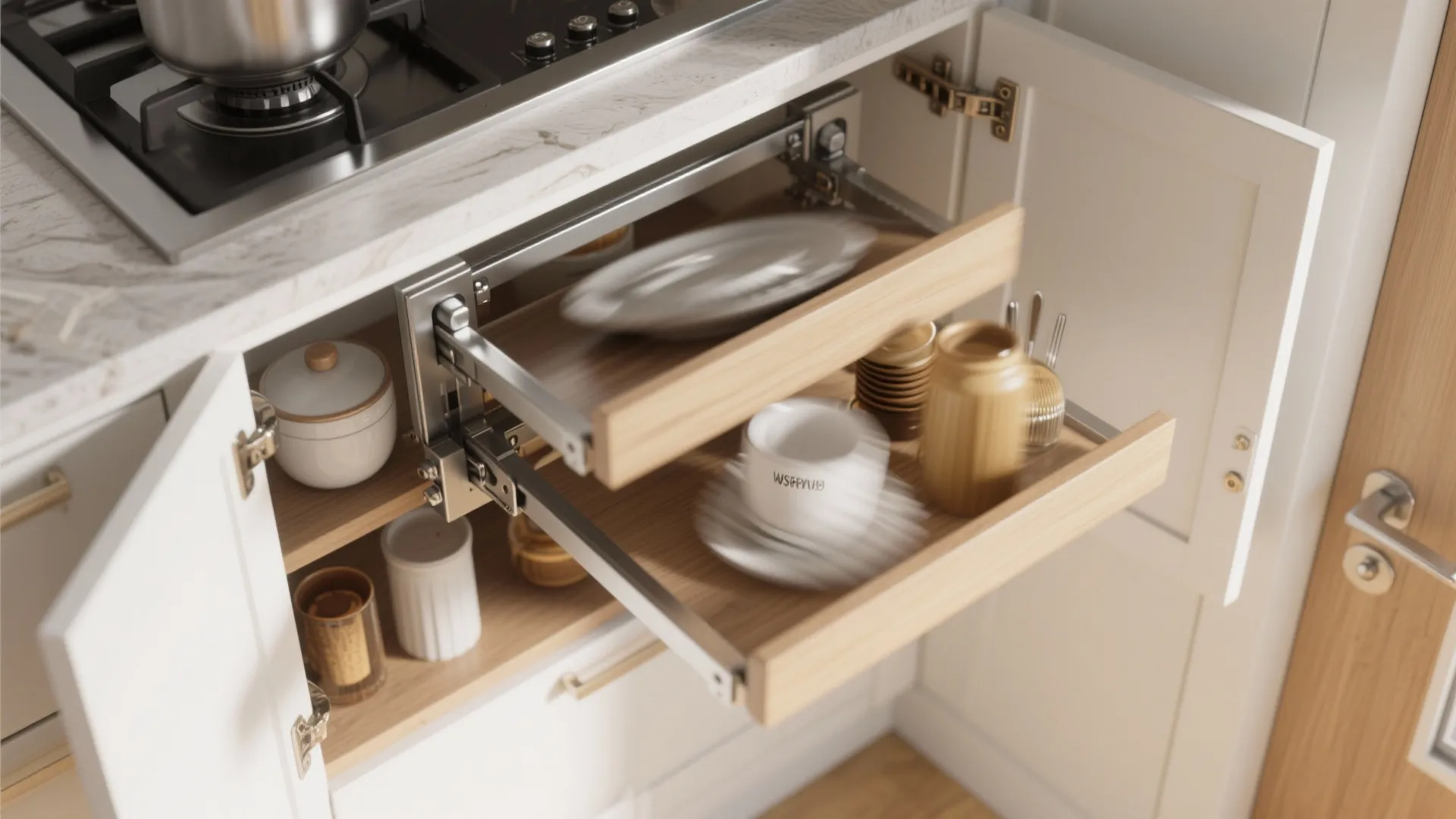 3. Swing-Out Shelving: Bring the back to the front