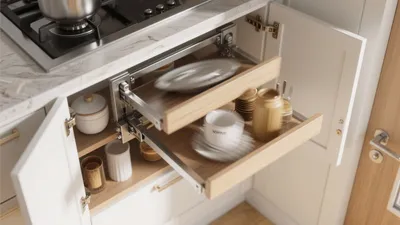 Smart Kitchen Storage with Pull-Out Drawers