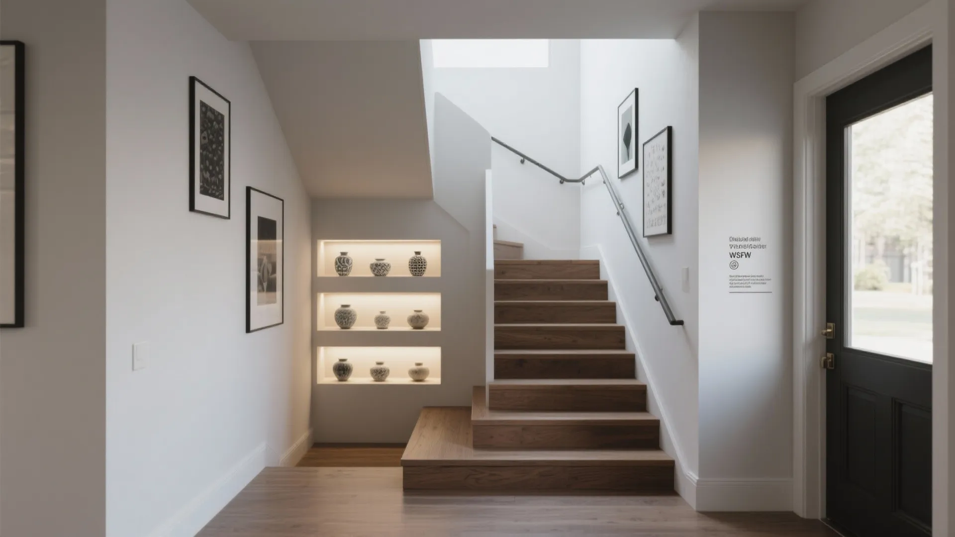 Compact Switchback Stairs with Integrated Niche Wall