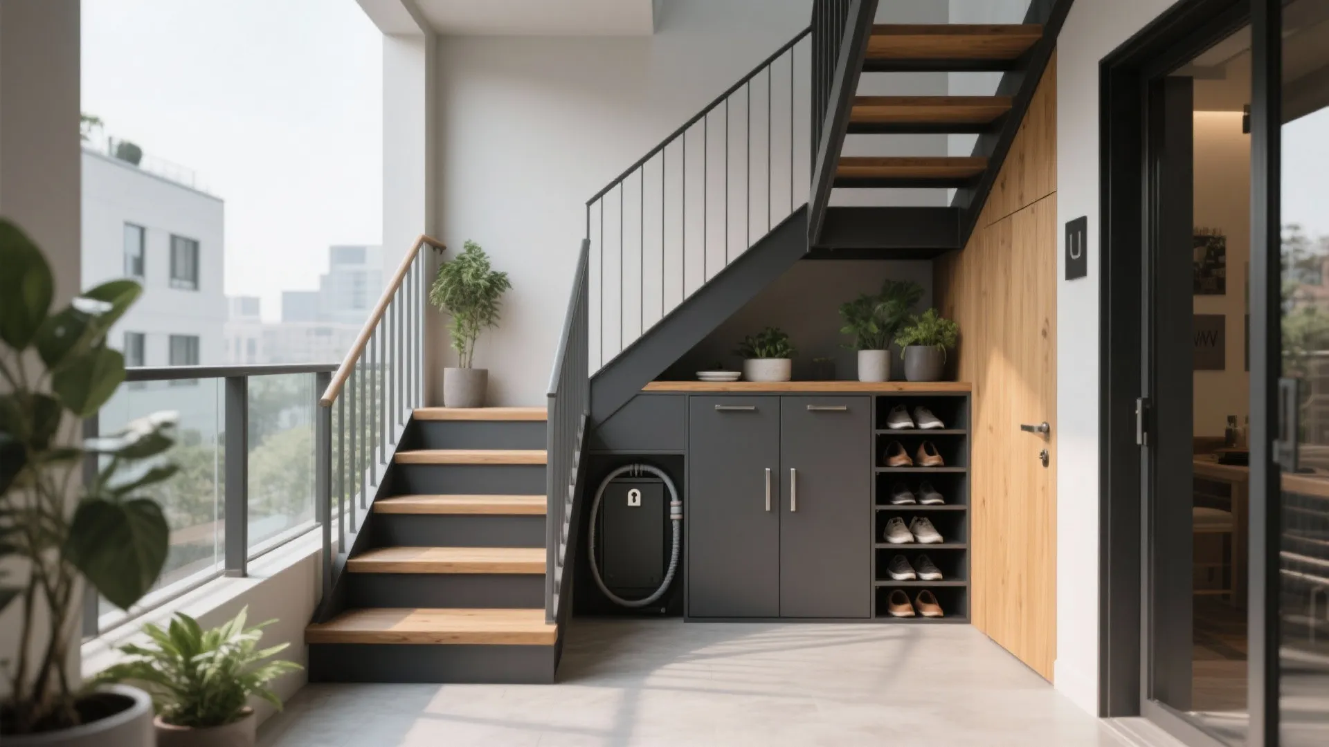 Switchback Stair with Under-Stair Storage