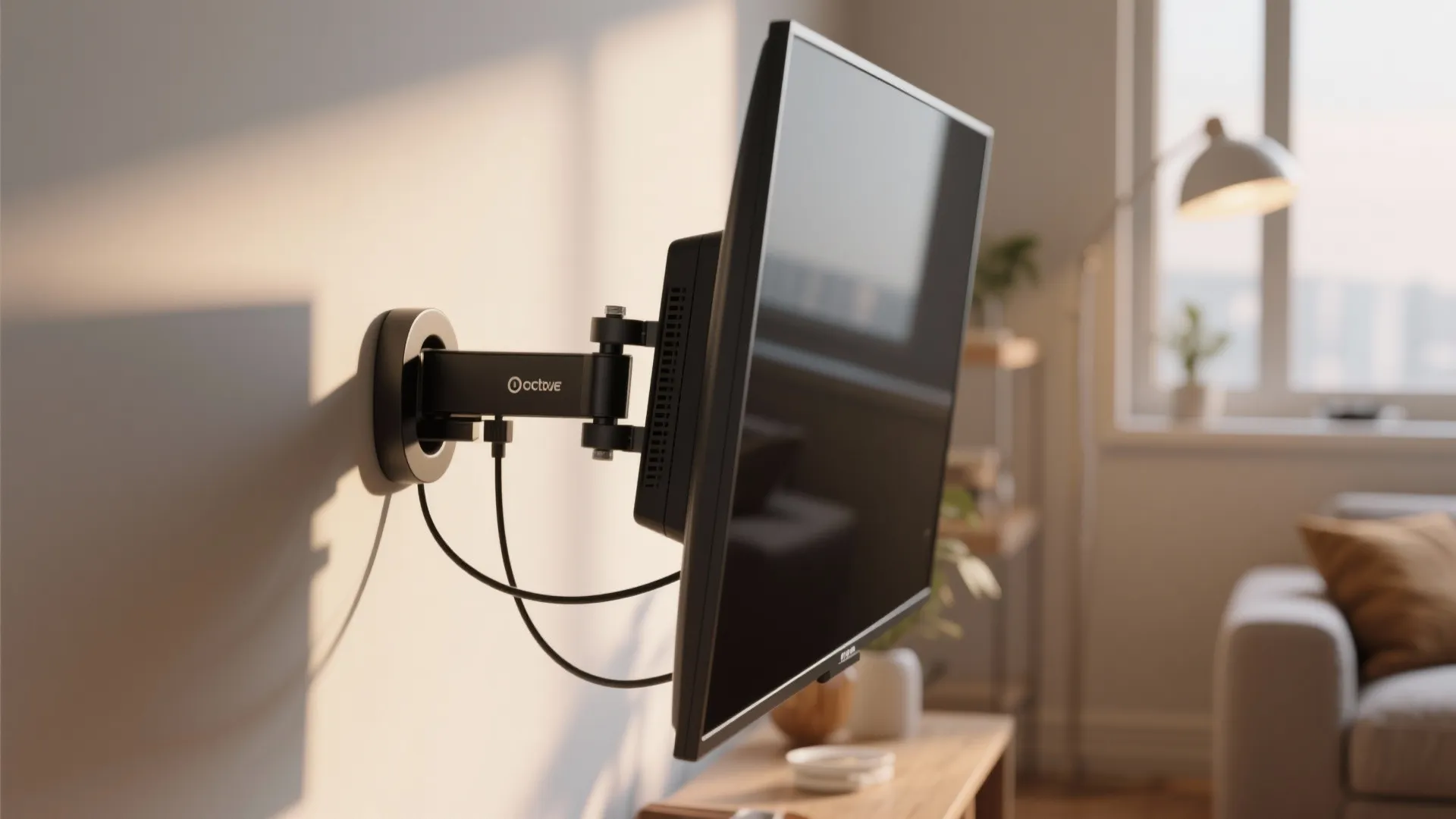 Wall-Mounted TV with Swivel Arm