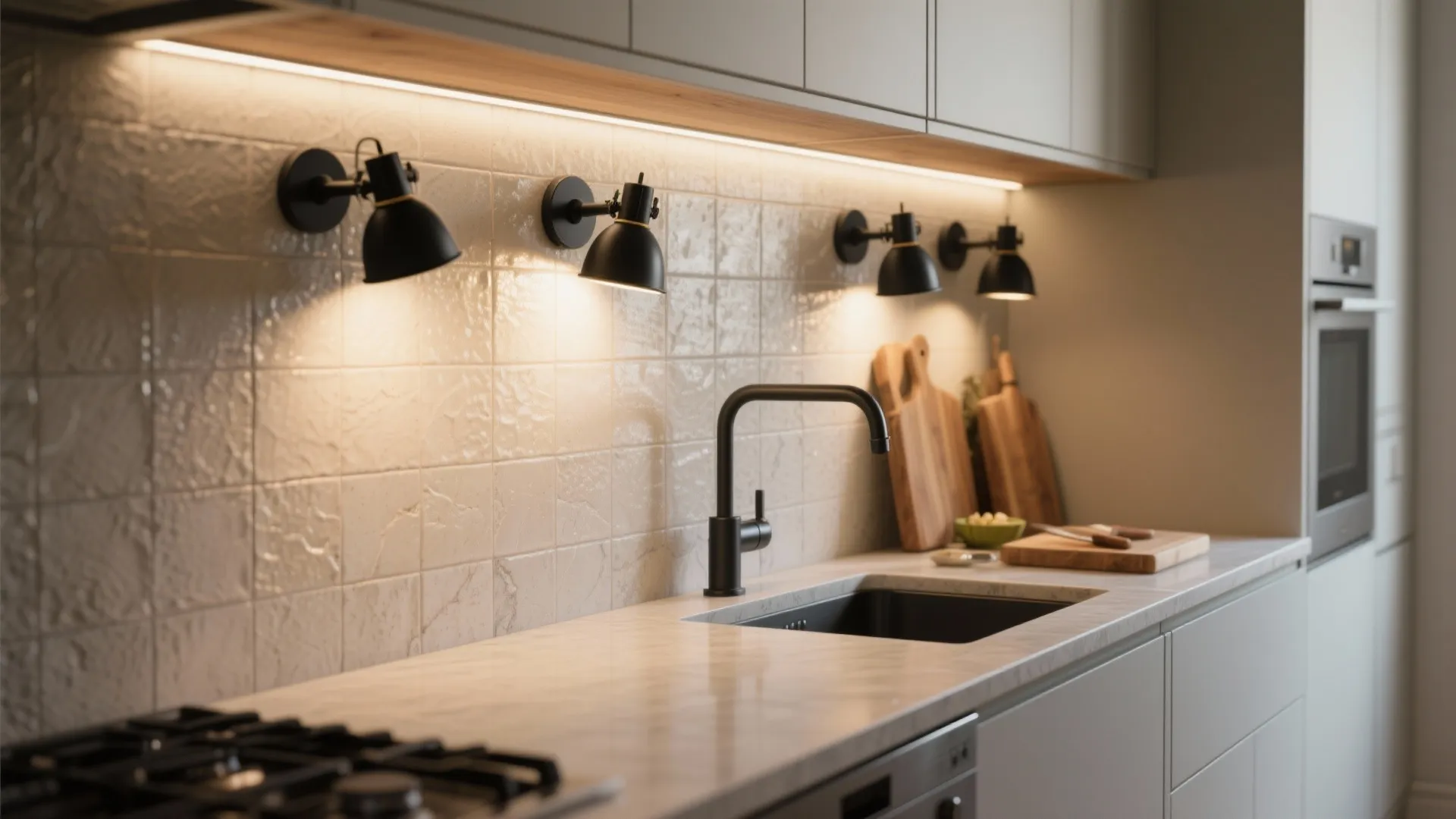 Swivel Sconces Above the Backsplash