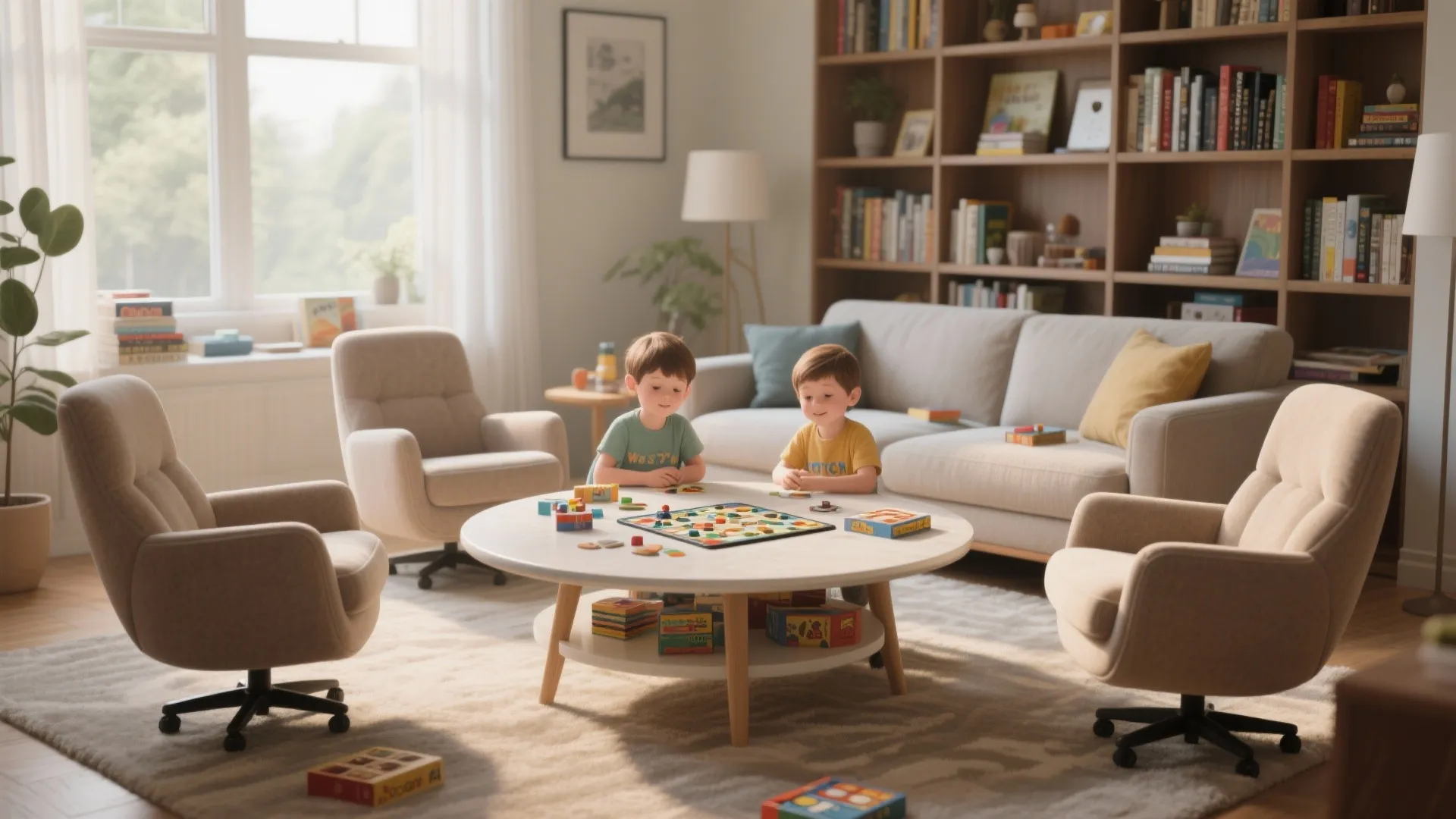 3. Four Swivel Chairs Around a Round Table