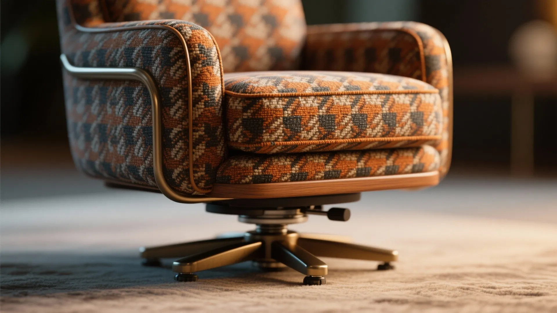 5. Statement fabric and swivel options — personality in a small footprint