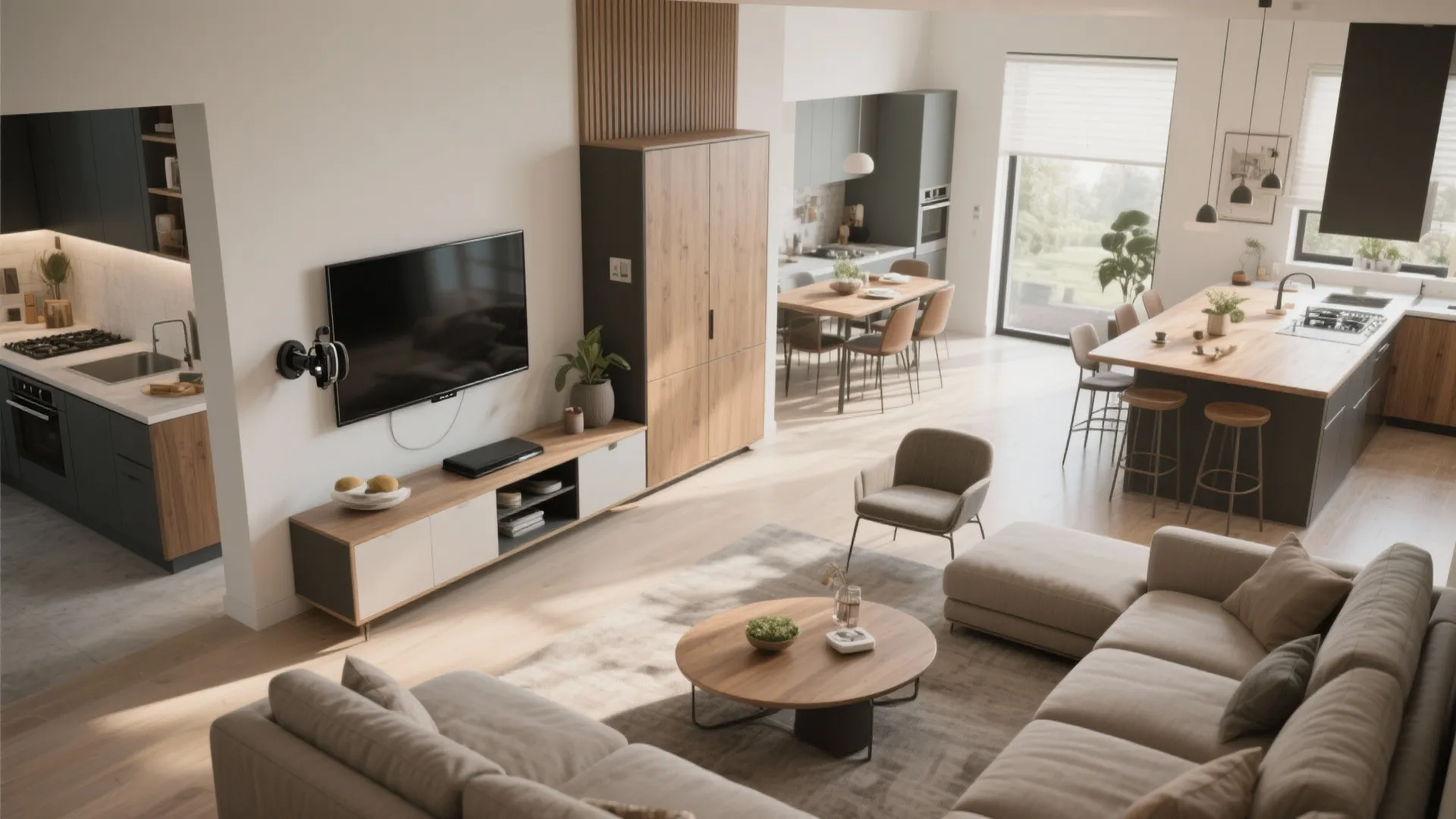 4. Swivel TV and Multi‑Zone Seating