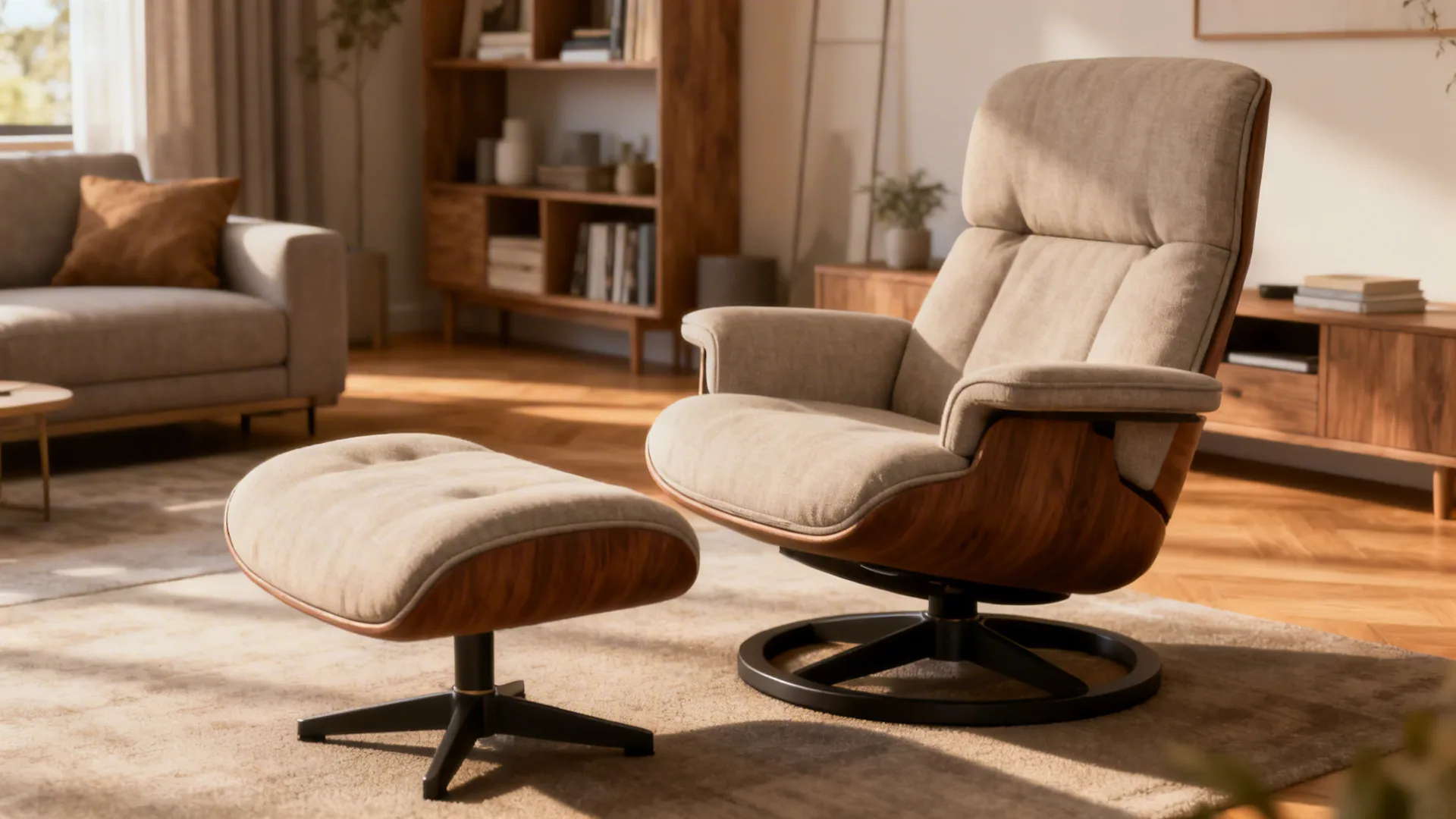 4. Swivel Chair with Built-In Ottoman