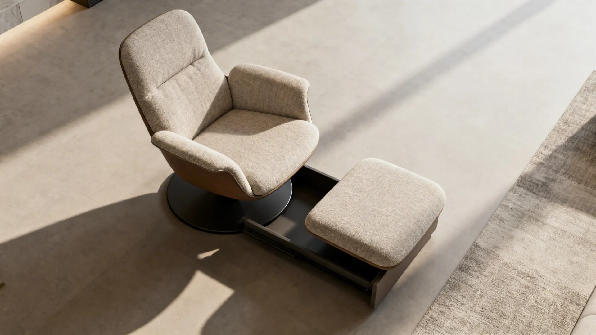 4. Modular Duo: Swivel Chair + Ottoman Combo