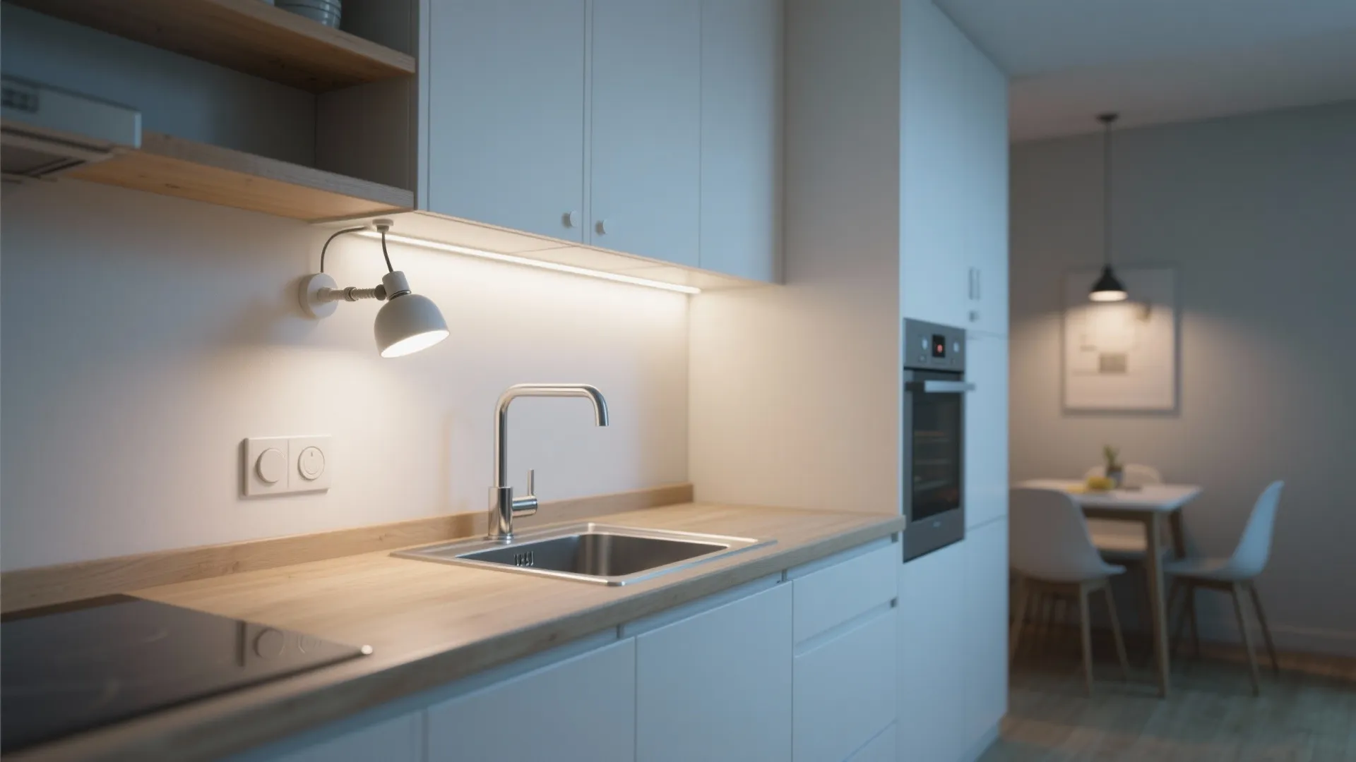 Layered task-and-ambient with one fixture