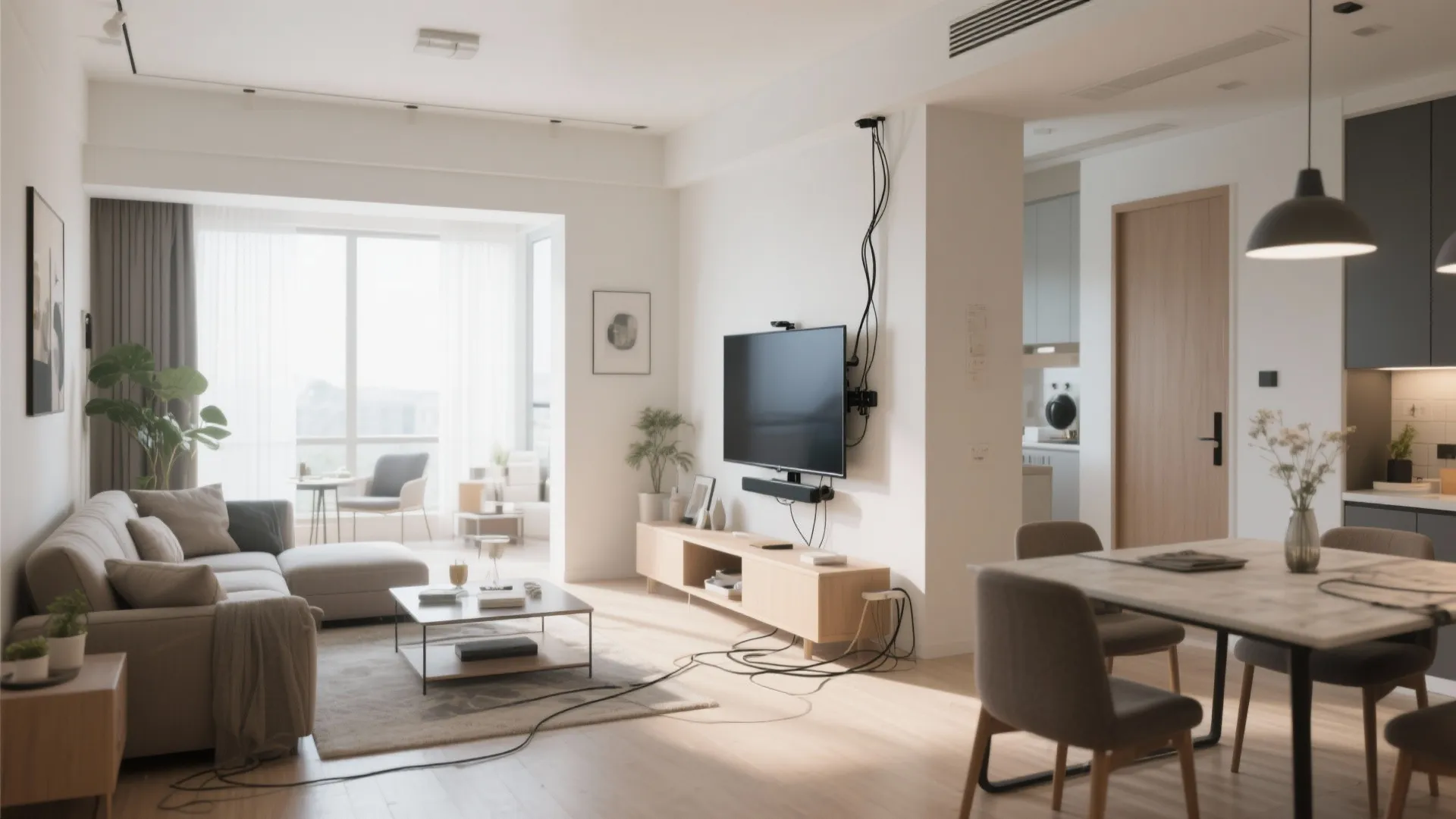 6. Mounted TV on a Swivel Arm