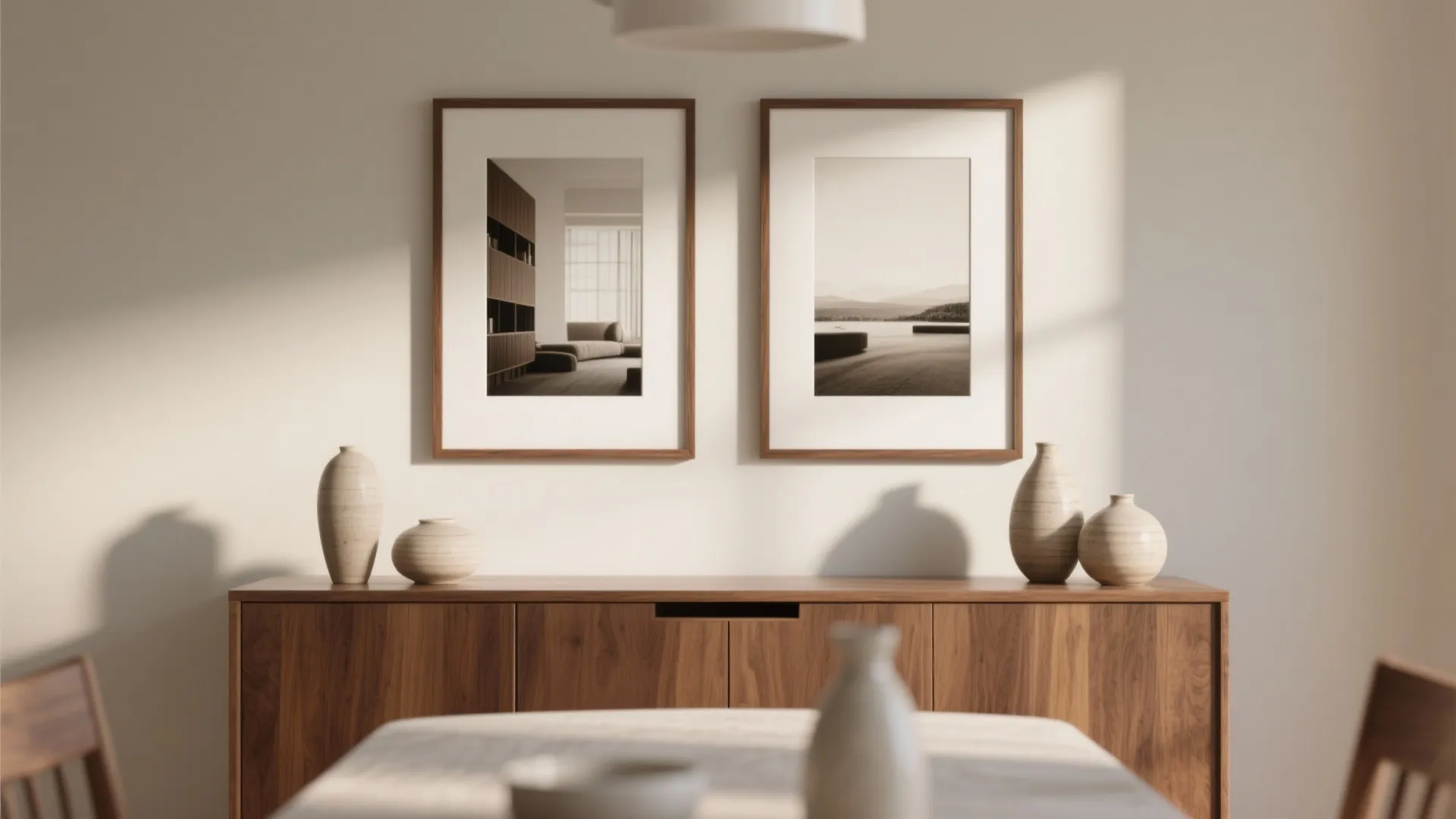 1. Symmetrical Pairing Above a Sideboard