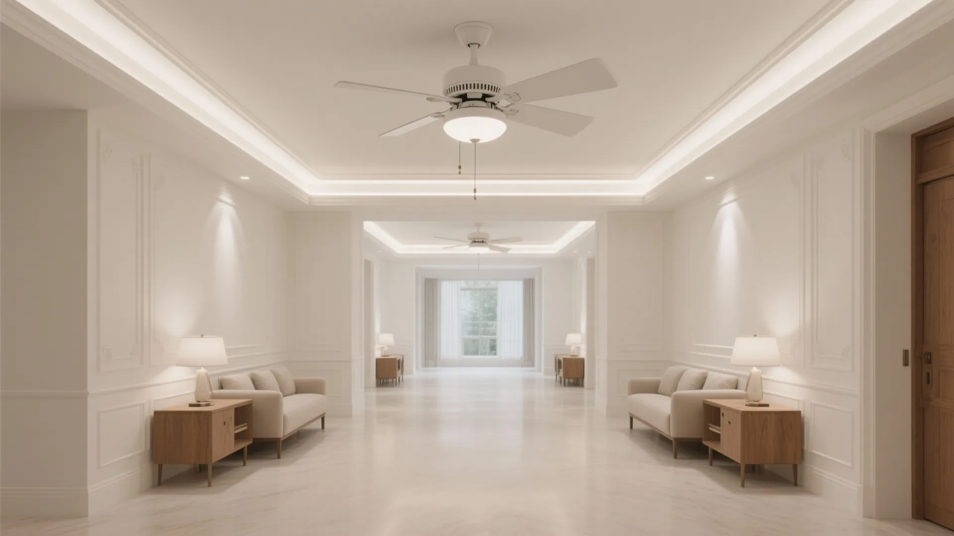 Symmetric Tray Ceiling with Hidden Linear Lights