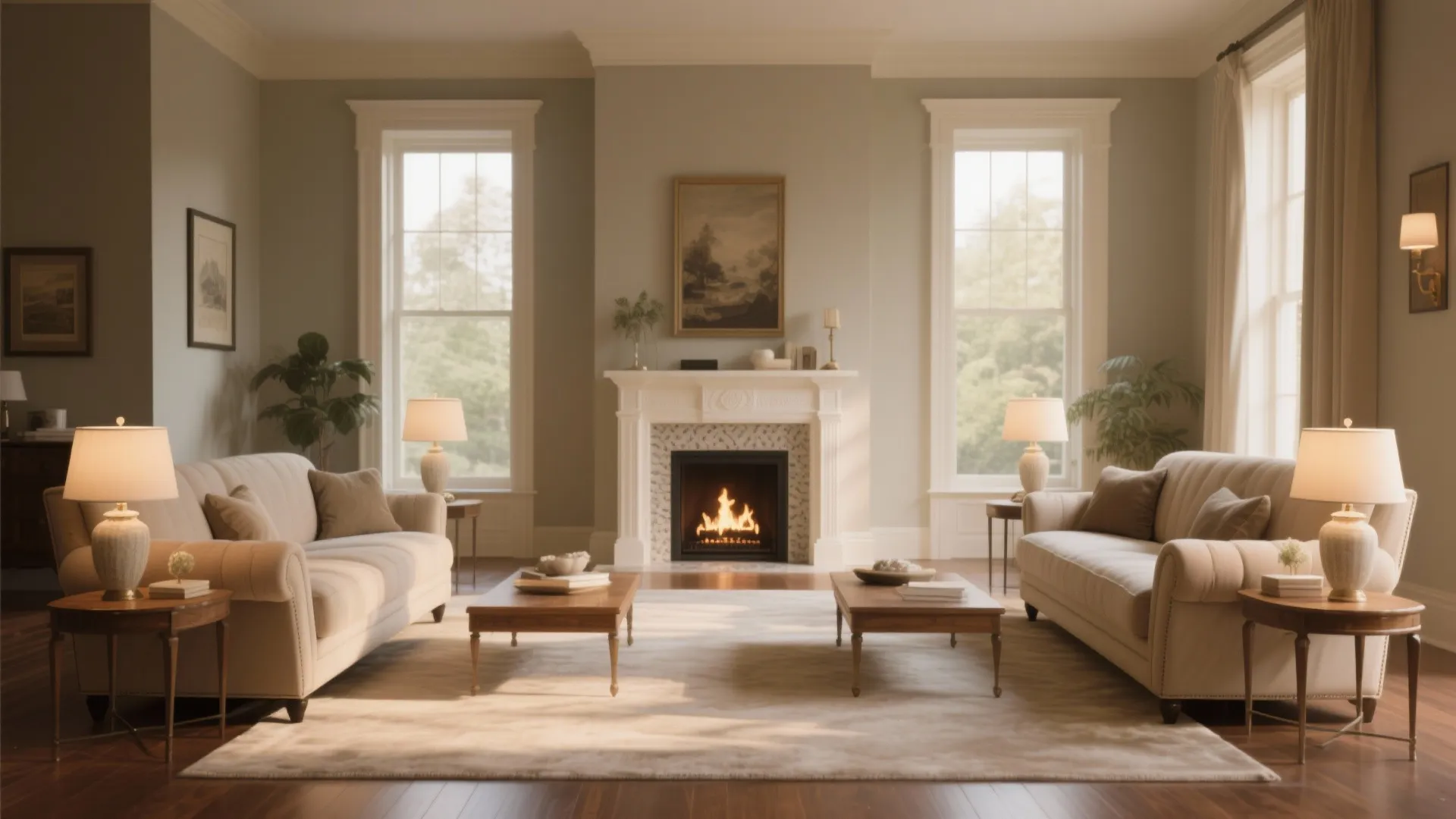 1. Symmetrical Seating Around the Hearth