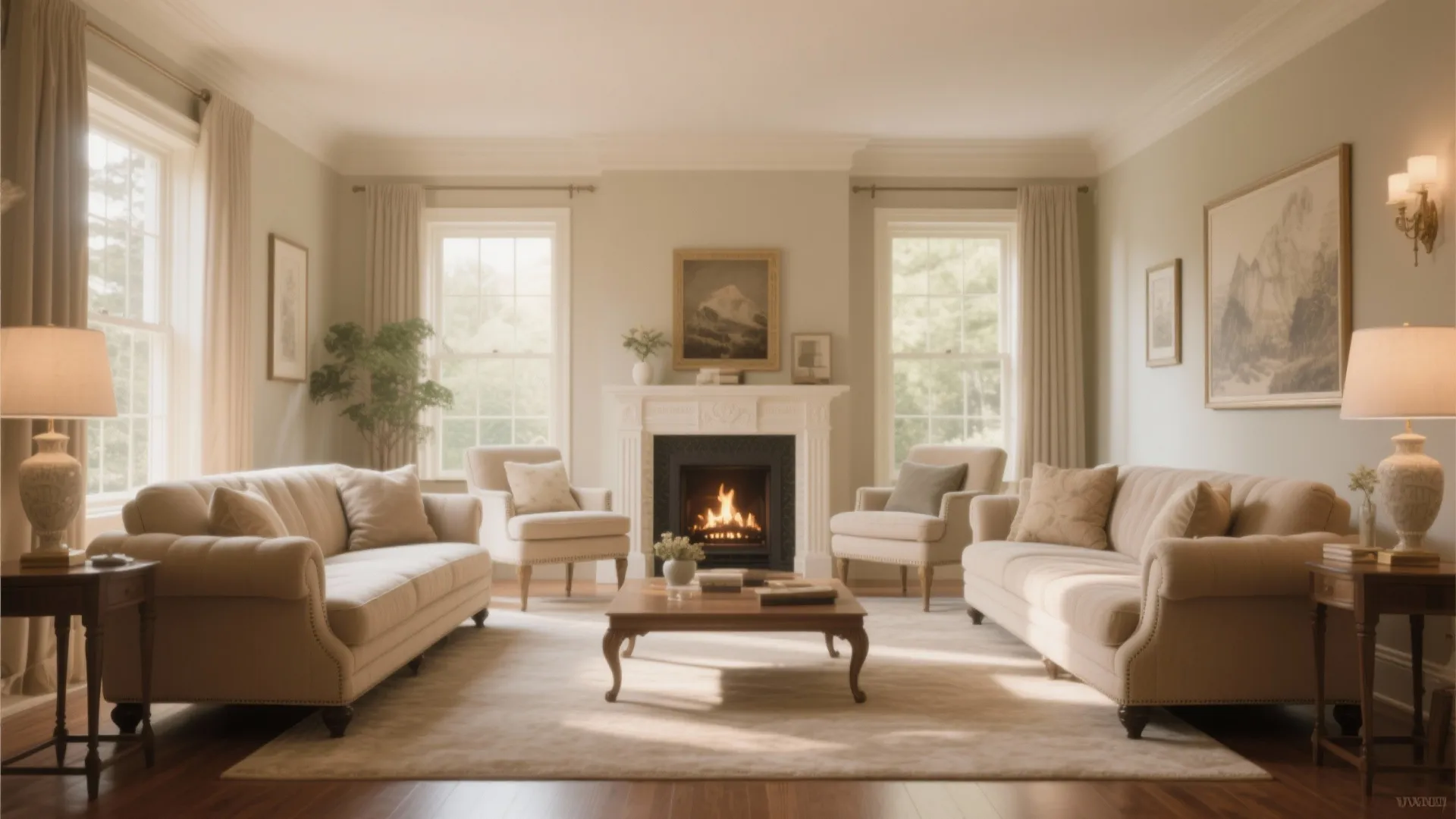 1. Symmetrical Seating Around the Hearth